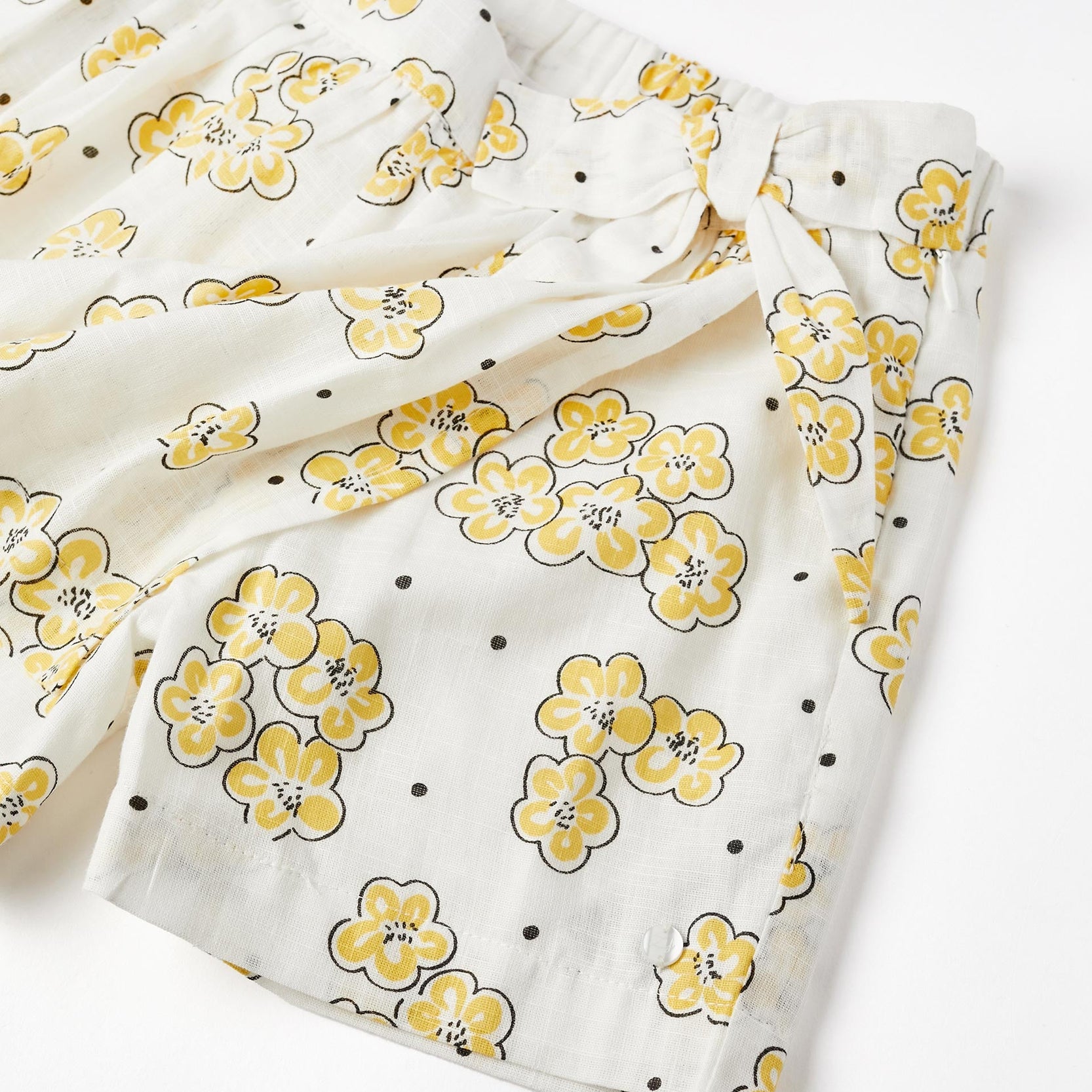 Floral Cotton Skort for Girls, White/Yellow