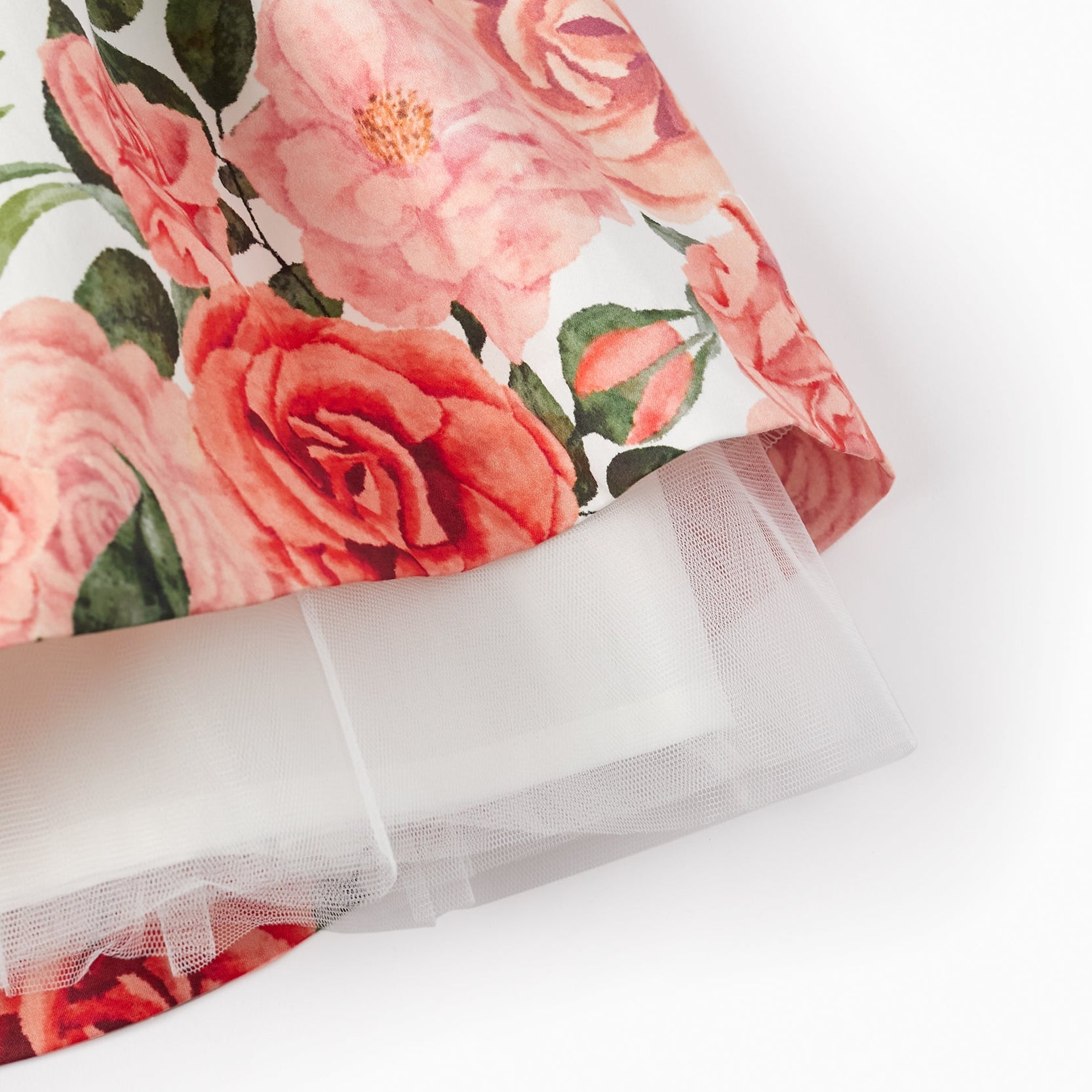 Short Sleeve Dress for Baby Girls 'Roses', White/Pink