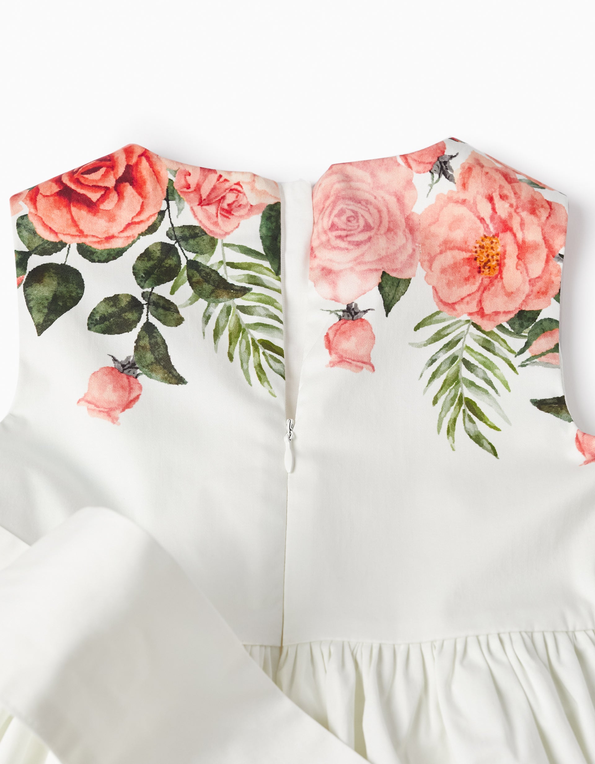 Sleeveless Dress for Girls 'Roses', White/Pink