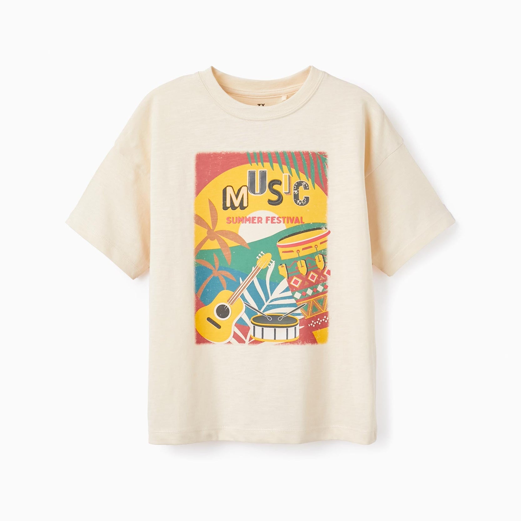 Cotton T-shirt for Boys 'Summer Festival', Beige