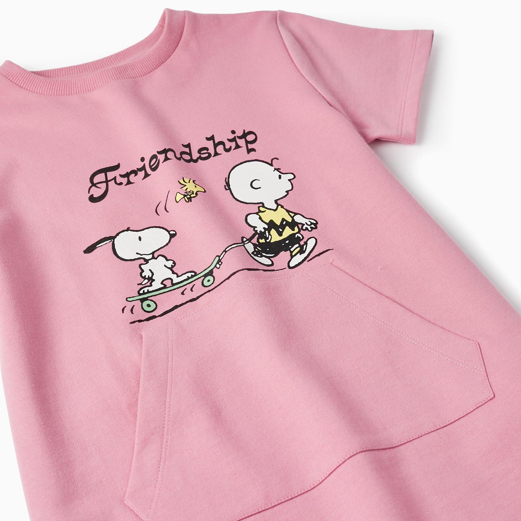 Cotton Dress for Girls 'Snoopy - Peanuts', Pink