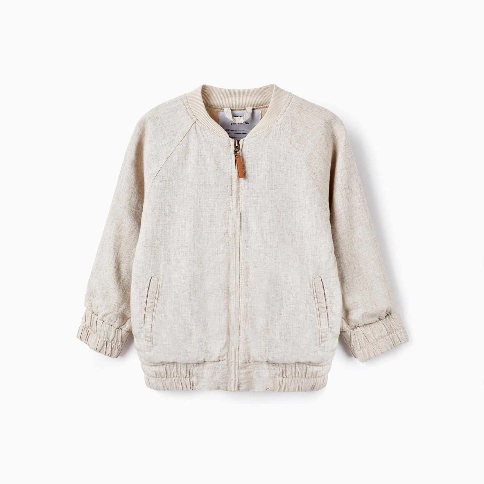 Bomber Jacket in Linen Blend for Boys, Beige