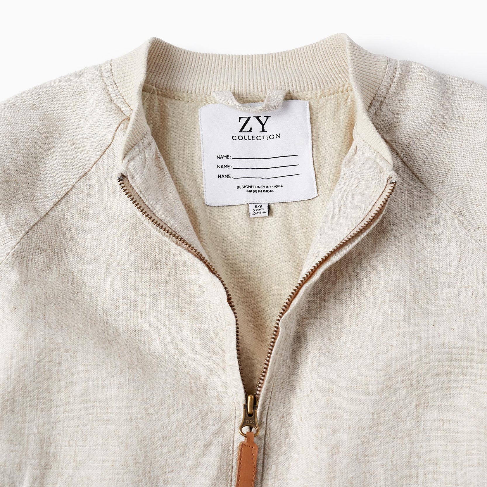 Bomber Jacket in Linen Blend for Boys, Beige