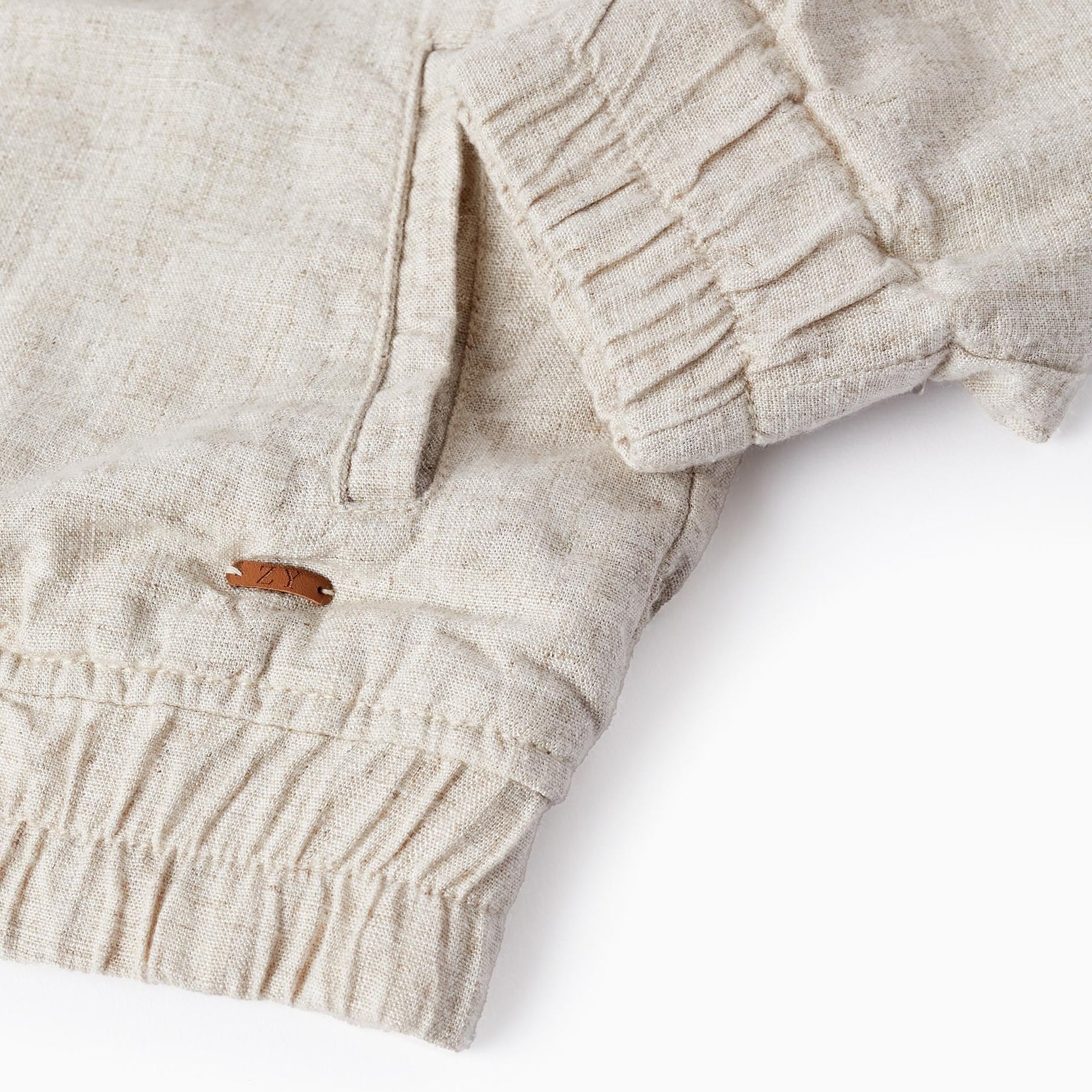 Bomber Jacket in Linen Blend for Boys, Beige