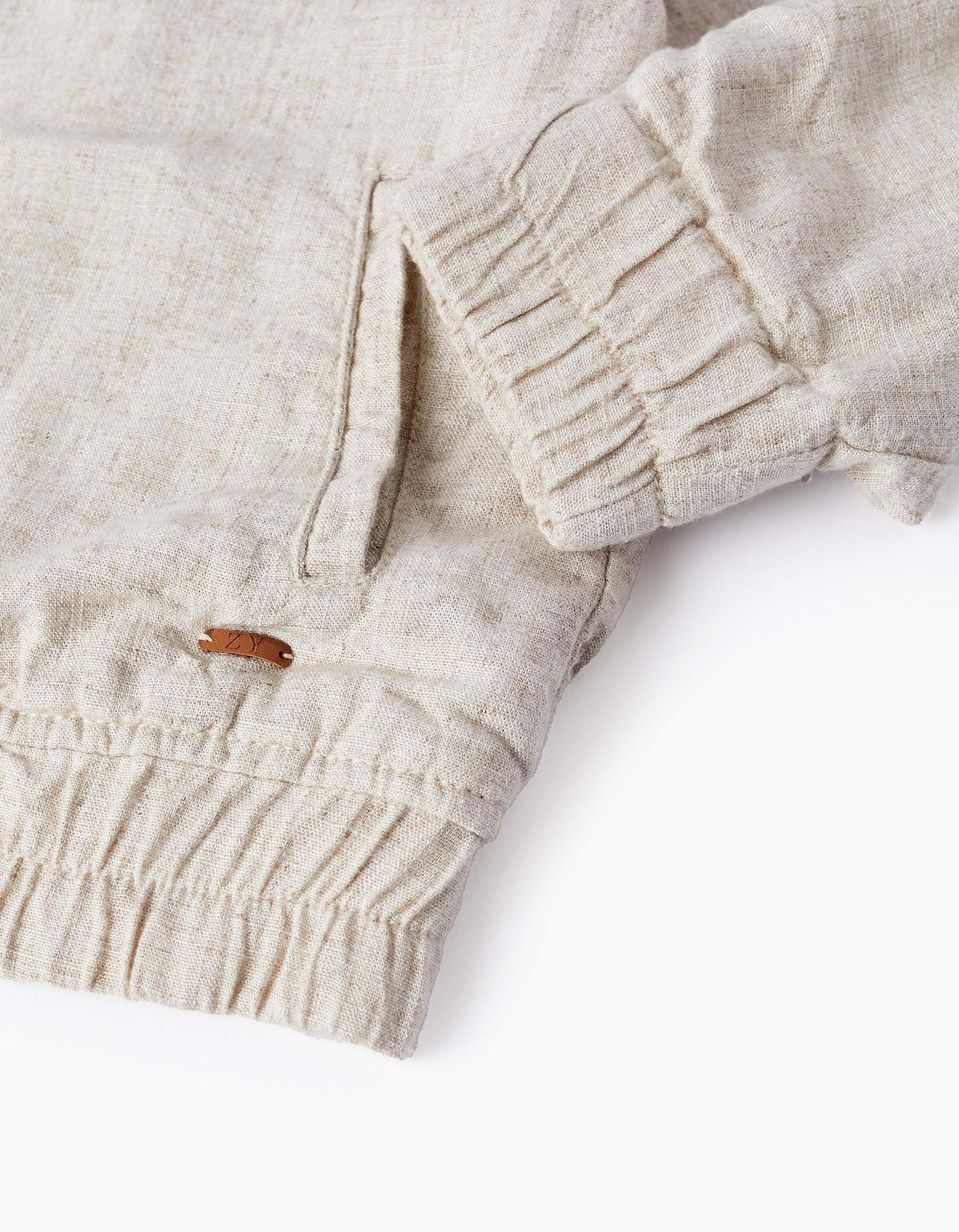 Bomber Jacket in Linen Blend for Boys, Beige