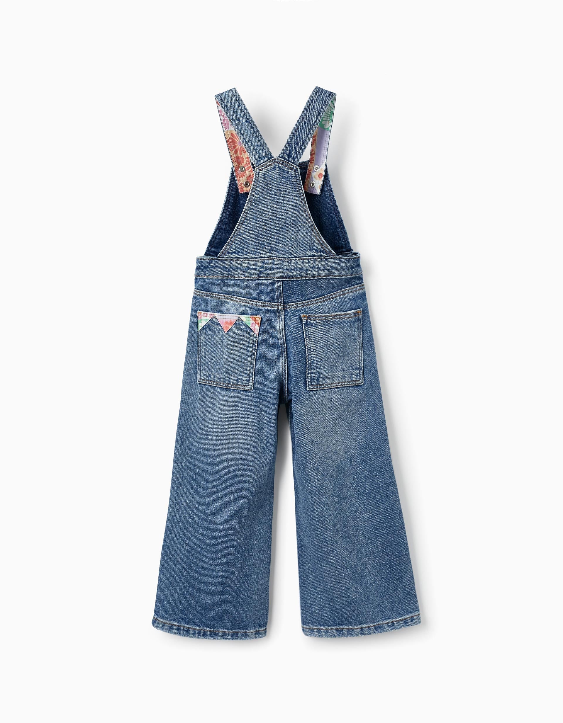 Cotton Denim Dungarees for Girls, Blue