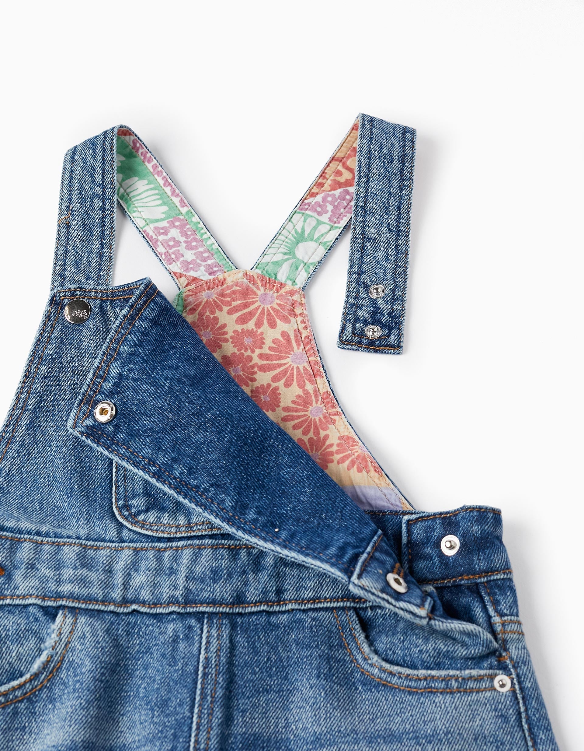 Cotton Denim Dungarees for Girls, Blue
