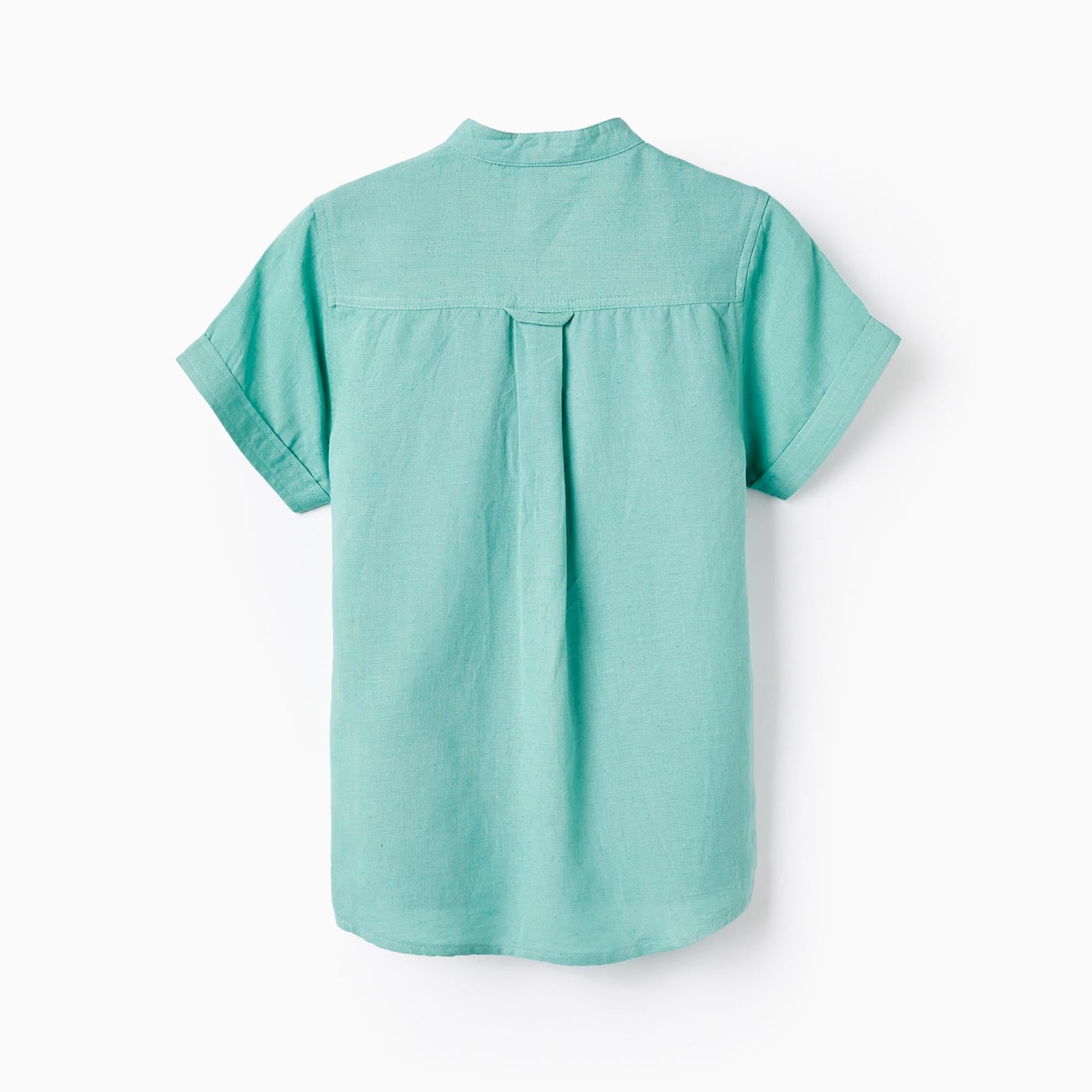 Shirt in Linen Blend with Mao Collar for Boys, Green