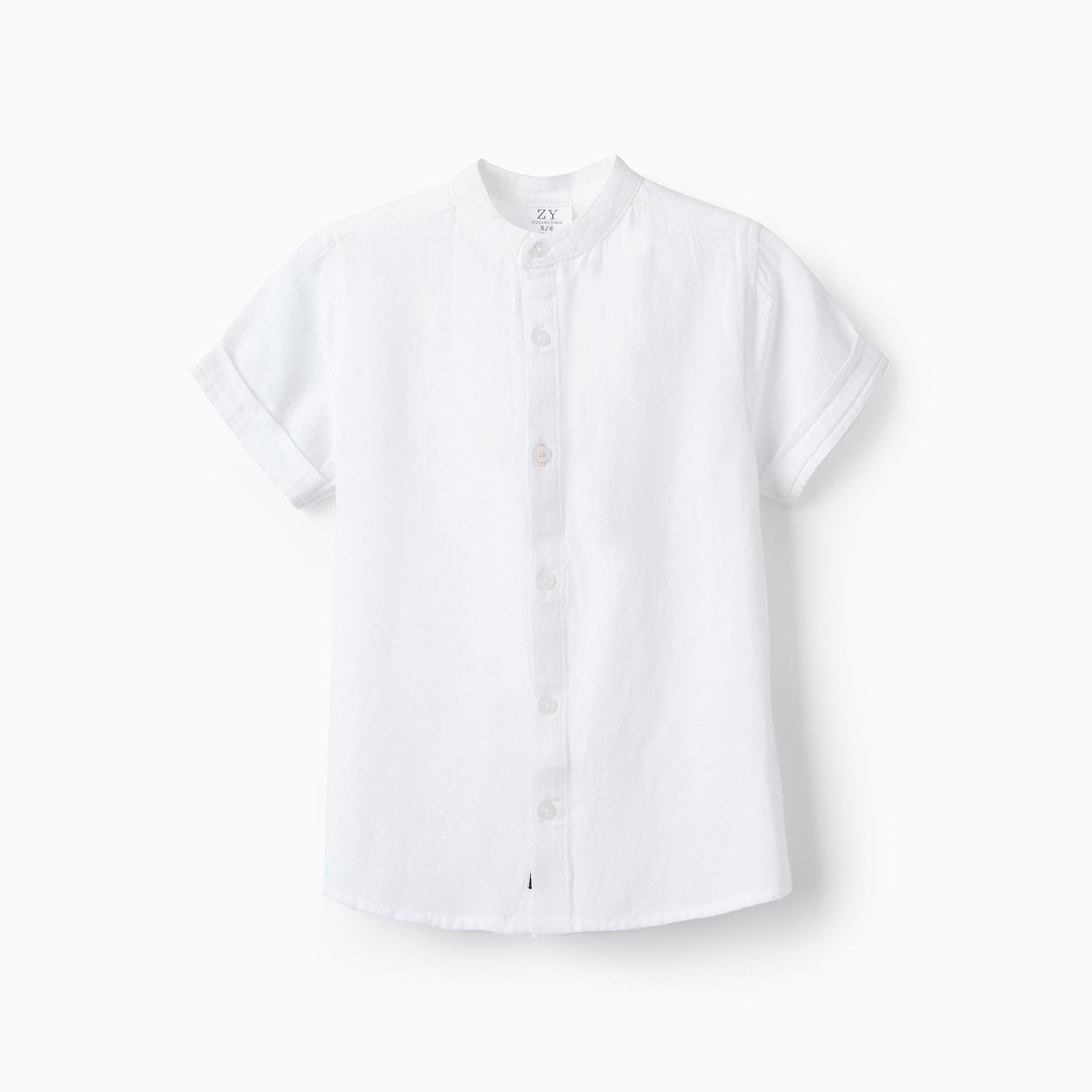 Short Sleeve Shirt with Linen for Boys, White