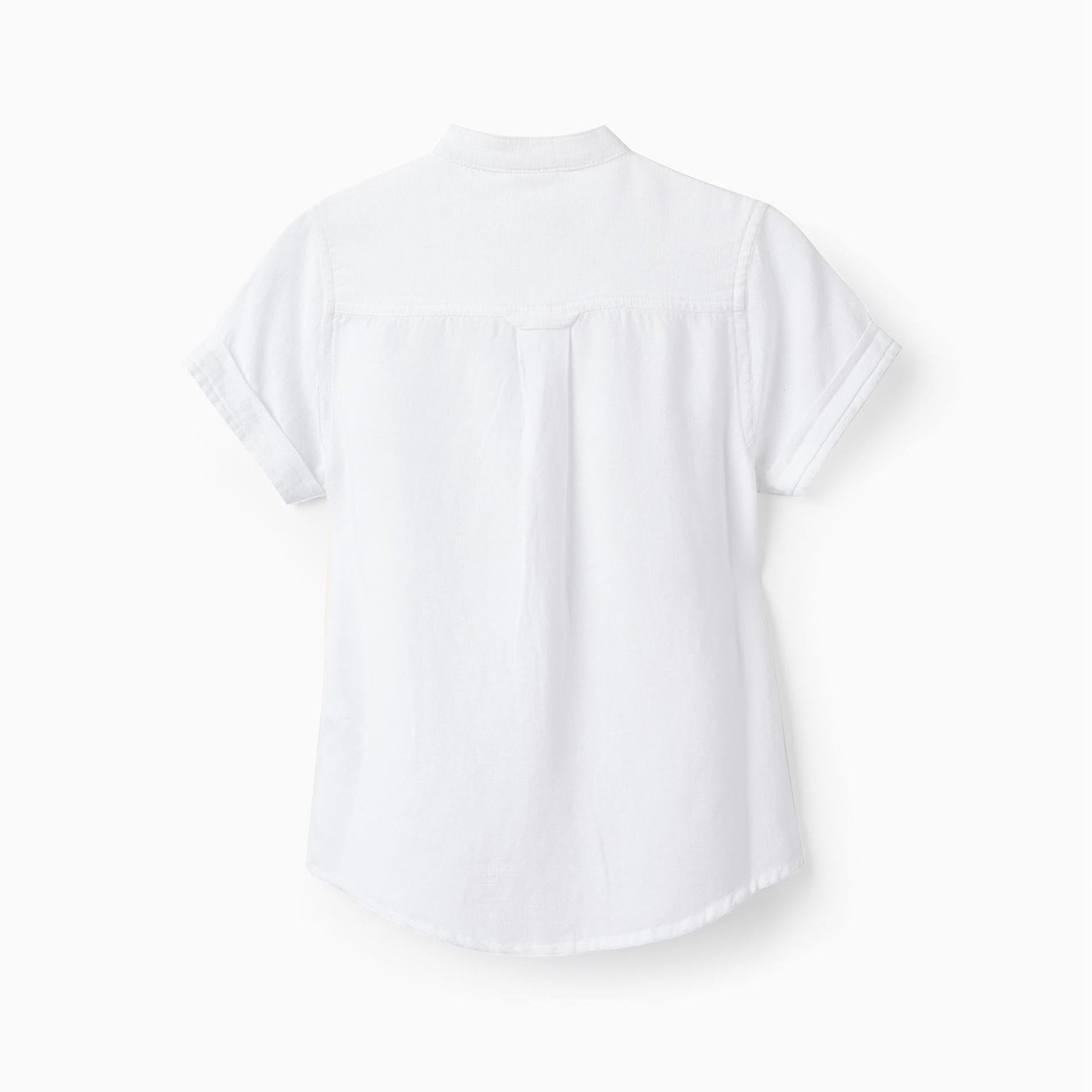 Short Sleeve Shirt with Linen for Boys, White