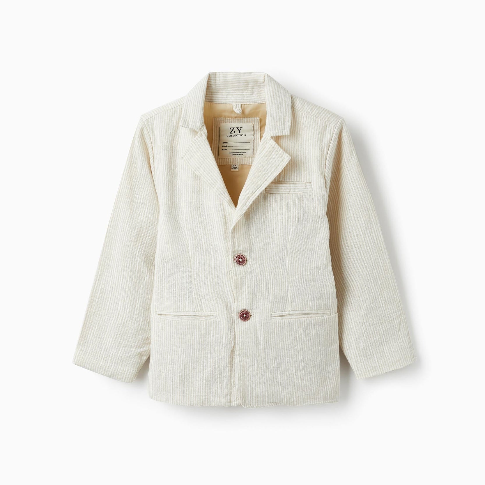 Striped Blazer for Boys, White/Beige