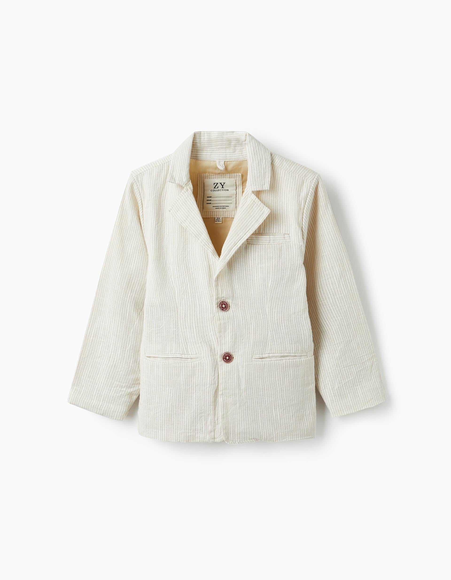 Striped Blazer for Boys, White/Beige