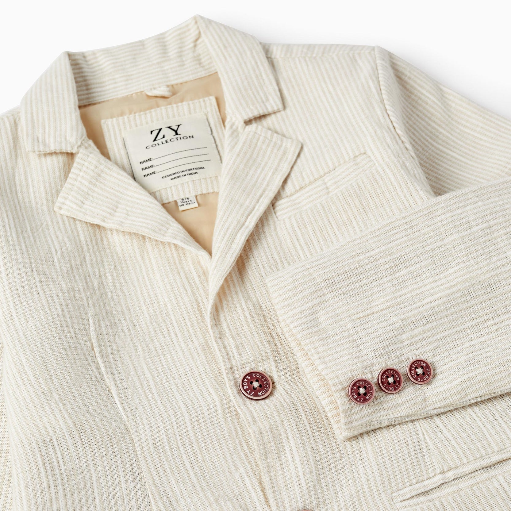 Striped Blazer for Boys, White/Beige