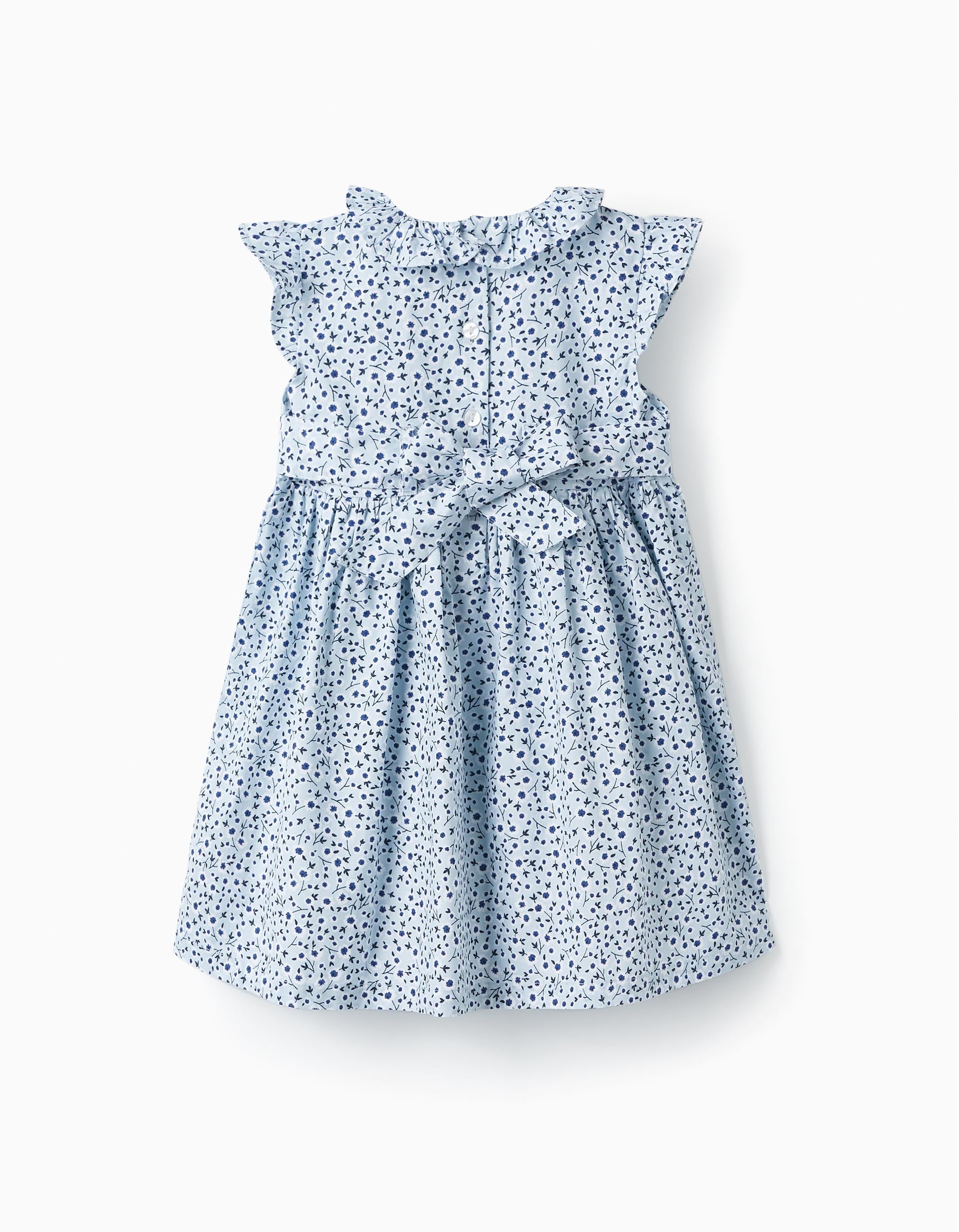 Floral Dress with Ruffles for Baby Girls, Light Blue