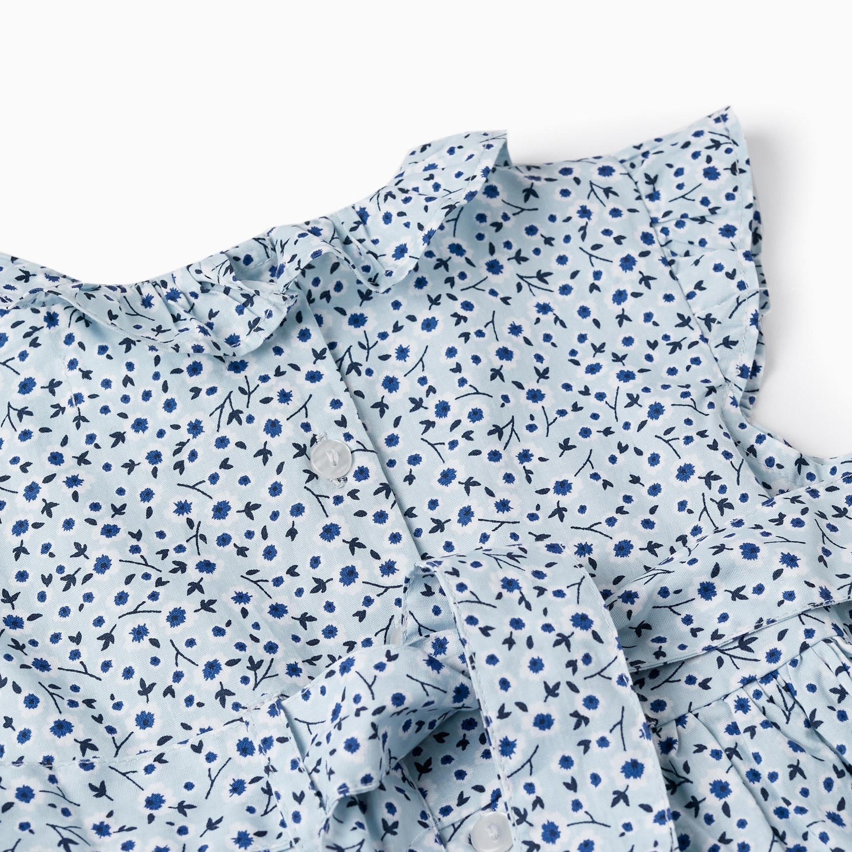 Floral Dress with Ruffles for Baby Girls, Light Blue