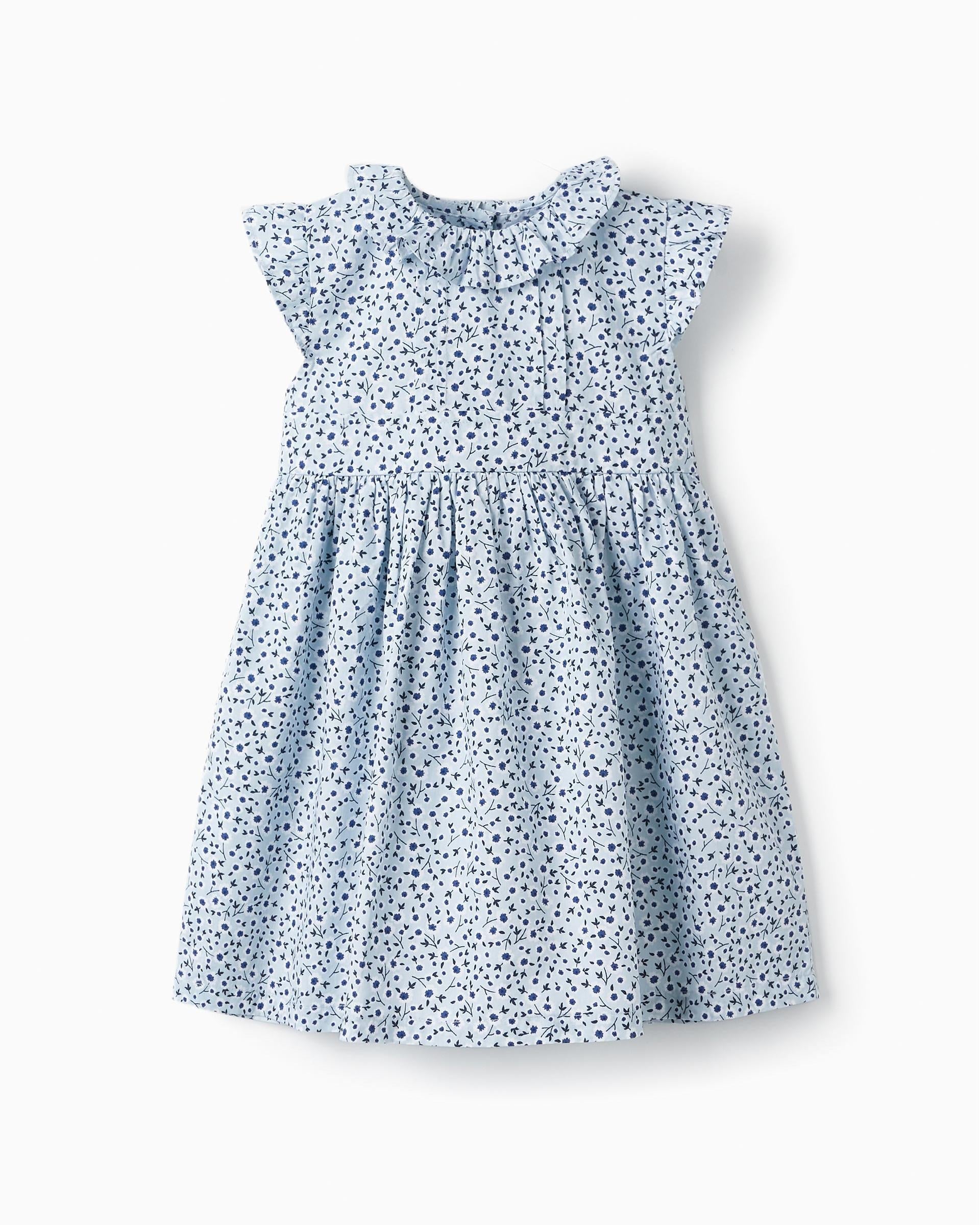 Floral Dress with Ruffles for Baby Girls, Light Blue