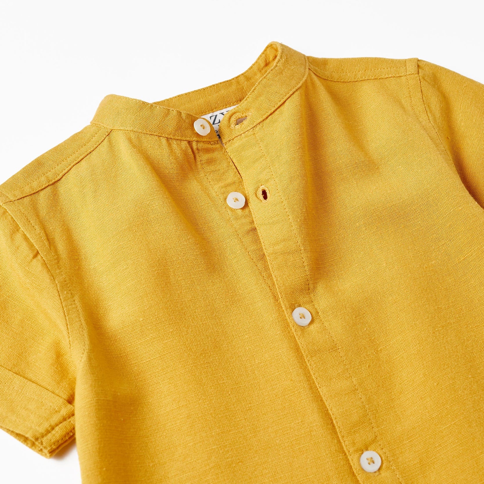 Short Sleeve Shirt with Linen for Baby Boys, Yellow