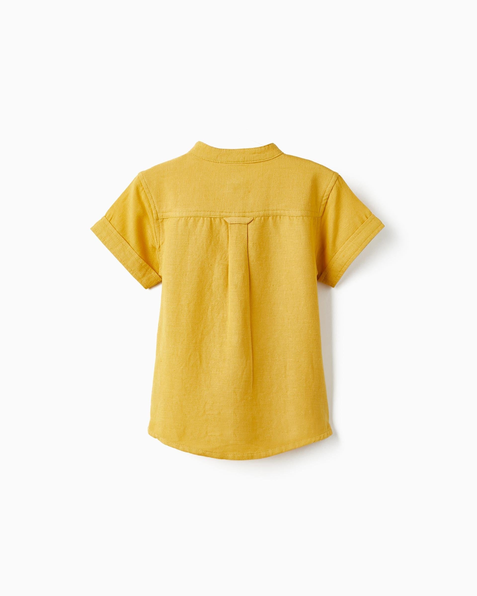 Short Sleeve Shirt with Linen for Baby Boys, Yellow