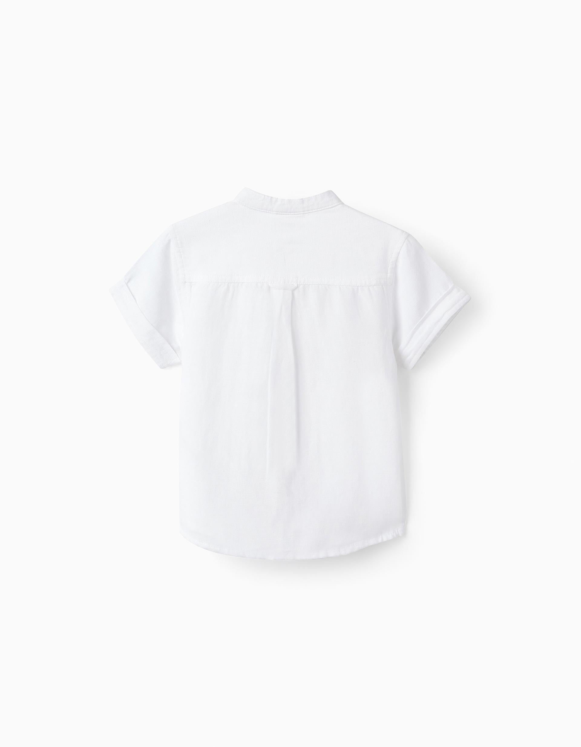 Short Sleeve Shirt with Linen for Baby Boys, White
