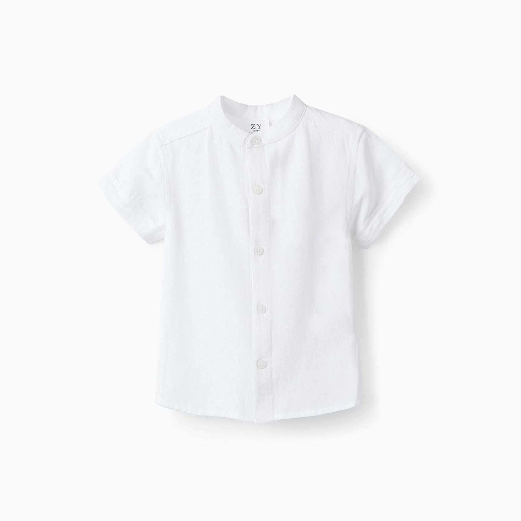 Short Sleeve Shirt with Linen for Baby Boys, White