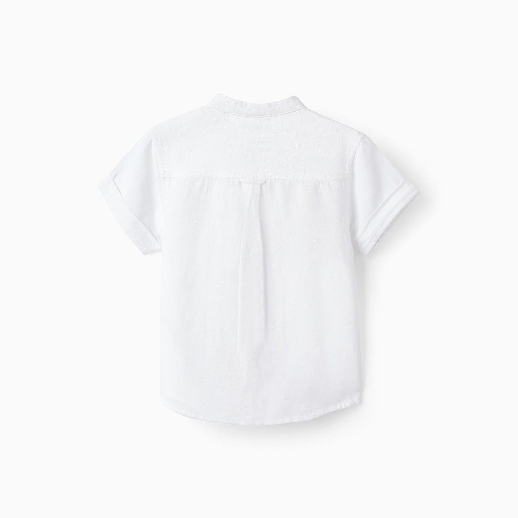 Short Sleeve Shirt with Linen for Baby Boys, White