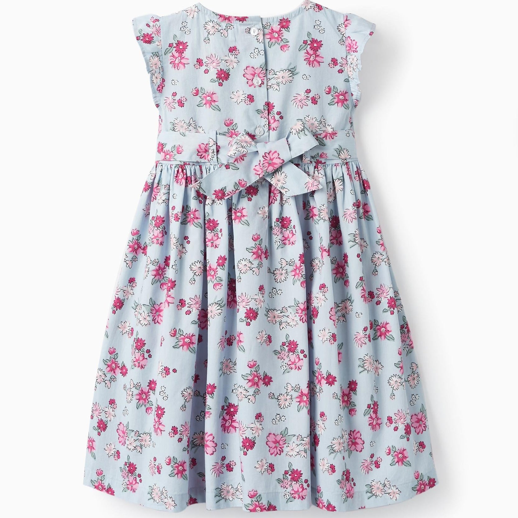 Floral Dress with Ruffles for Girls, Light Blue