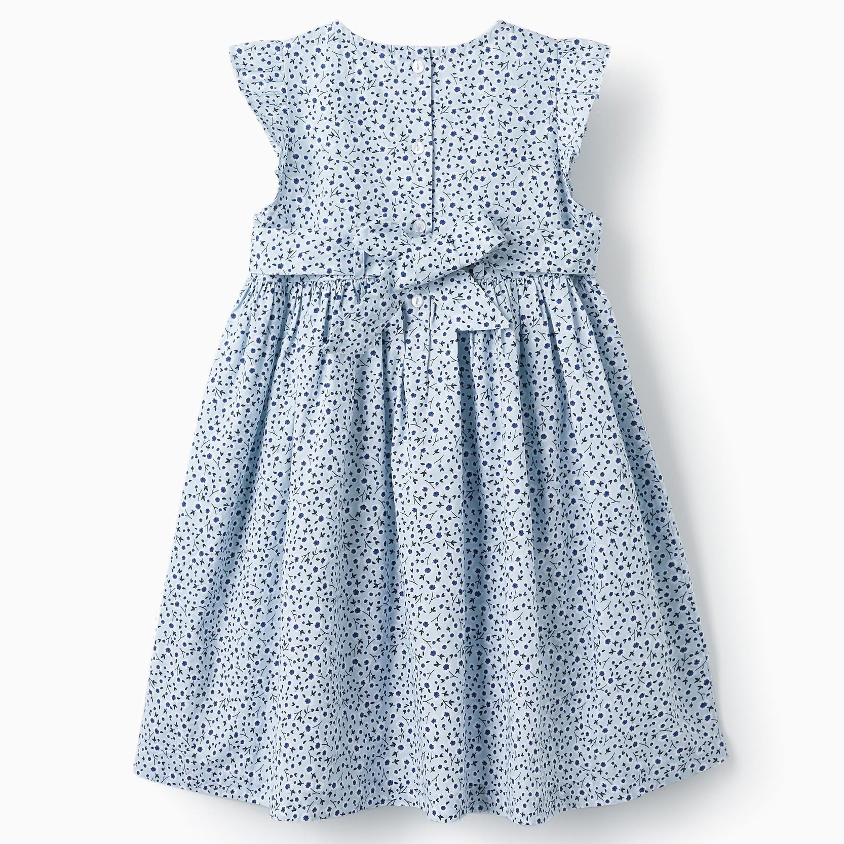 Floral Dress with Ruffles for Girls, Light Blue