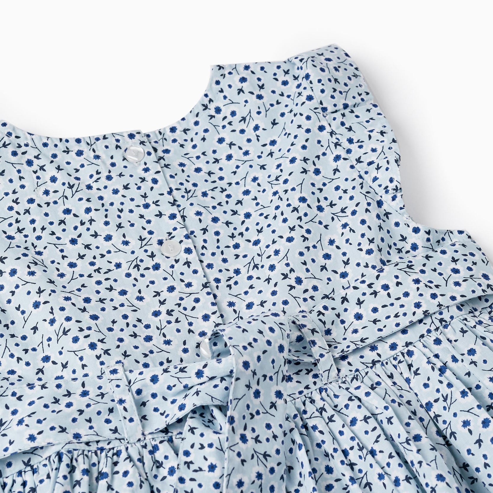Floral Dress with Ruffles for Girls, Light Blue