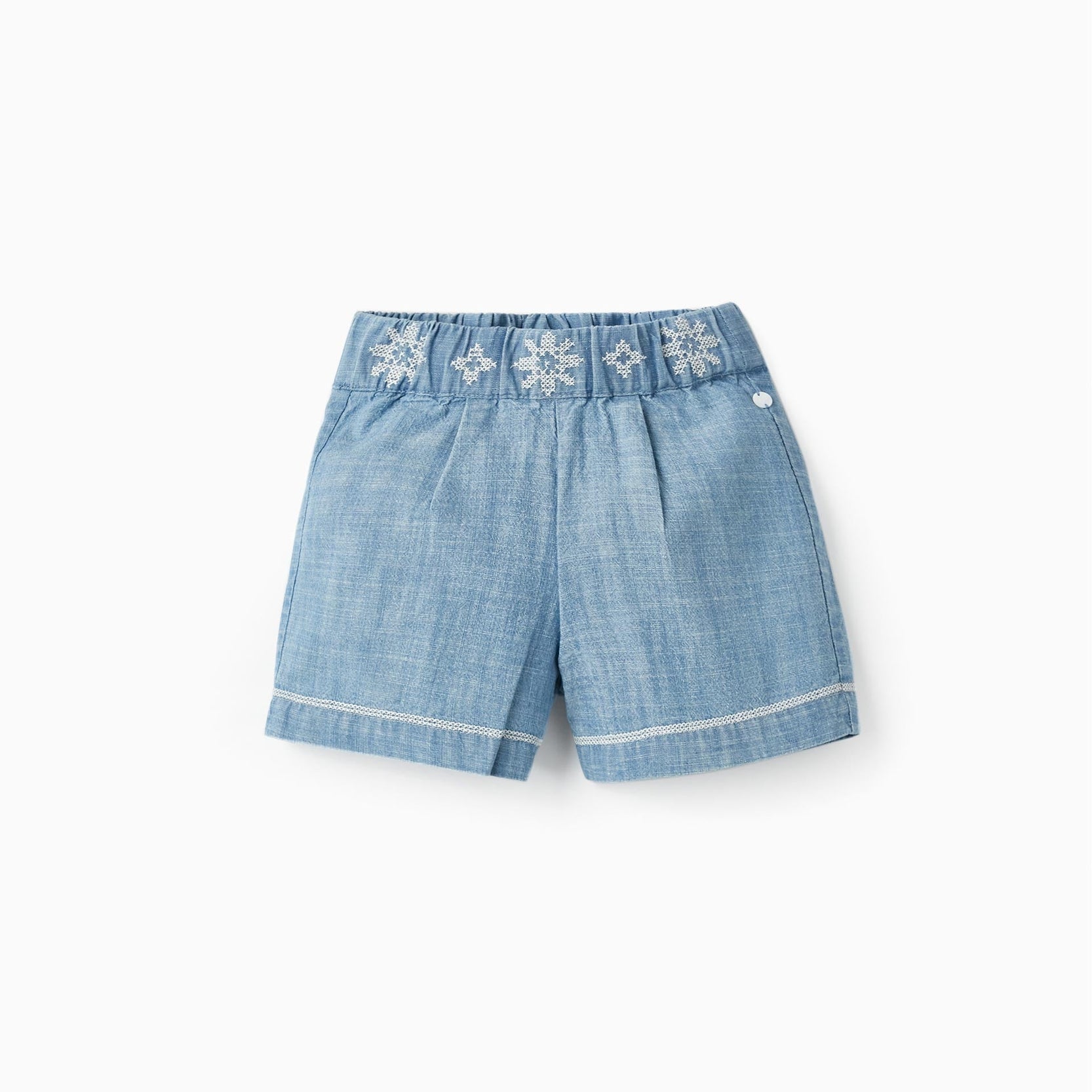 Cotton Denim Shorts for Baby Girls, Blue