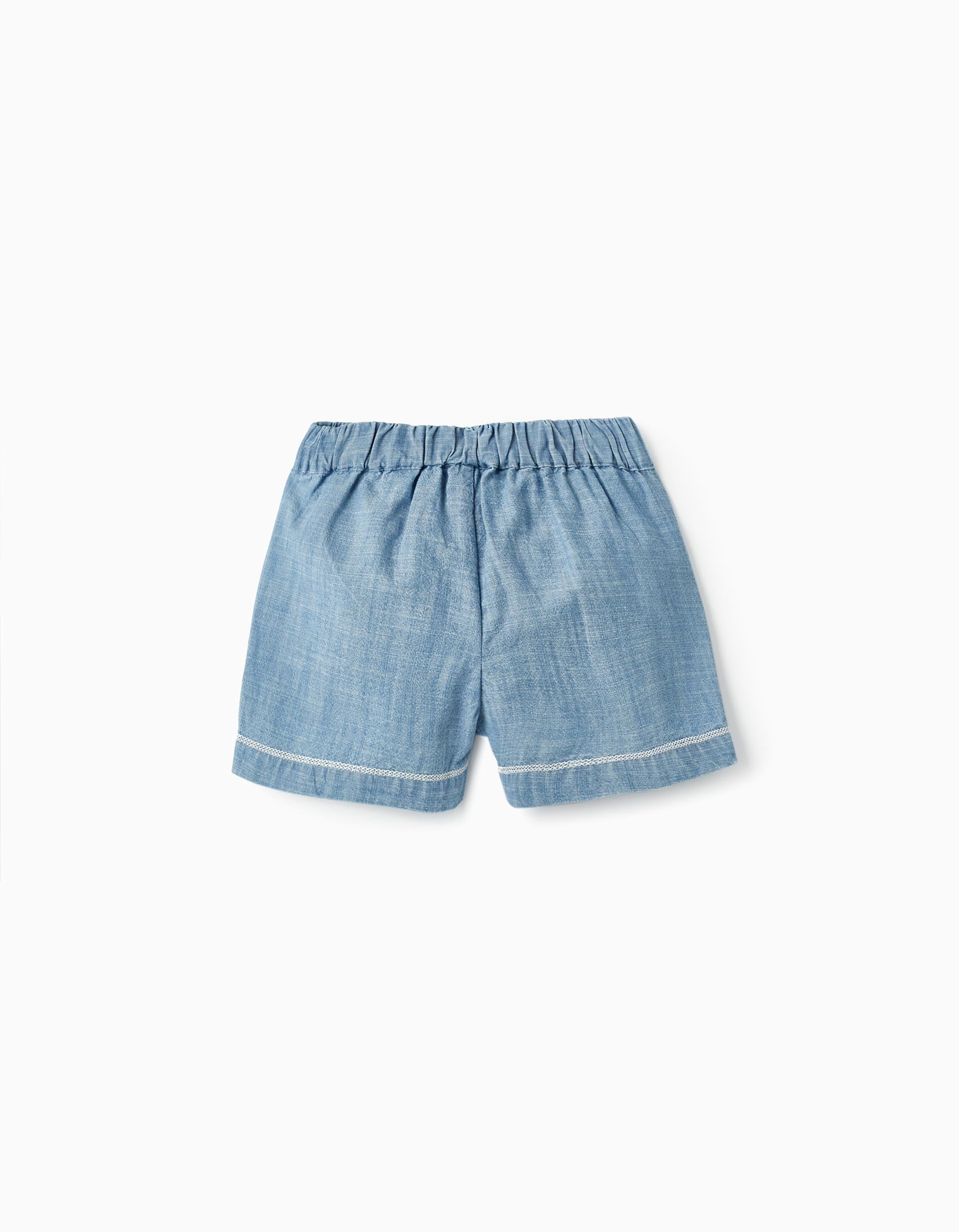 Cotton Denim Shorts for Baby Girls, Blue
