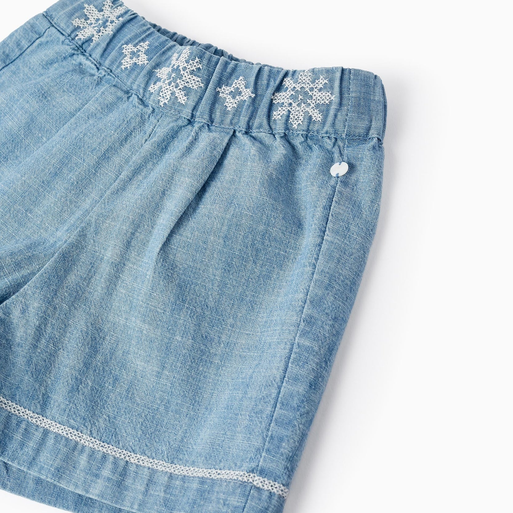 Cotton Denim Shorts for Baby Girls, Blue