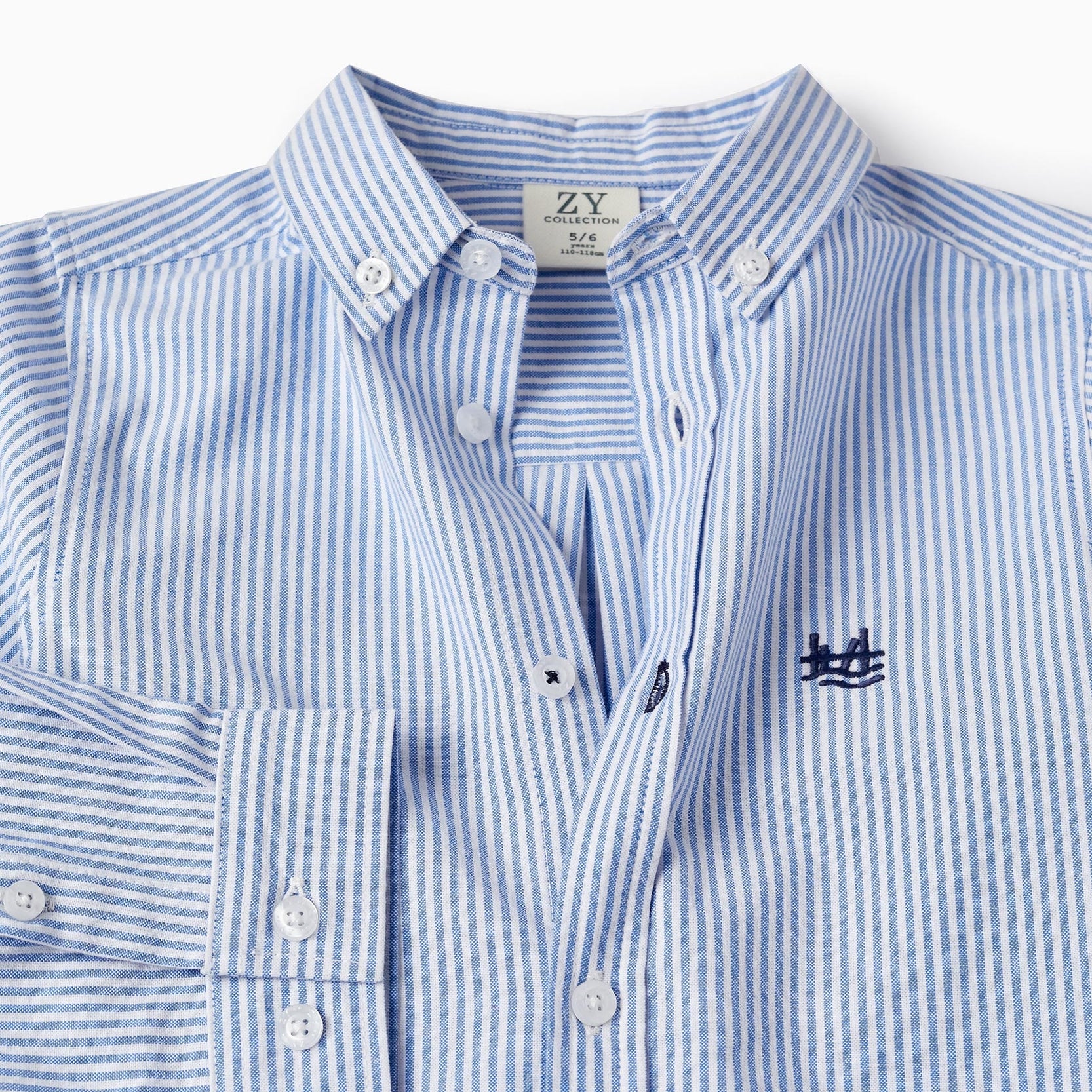 Striped Shirt in Cotton for Boys, White/Blue