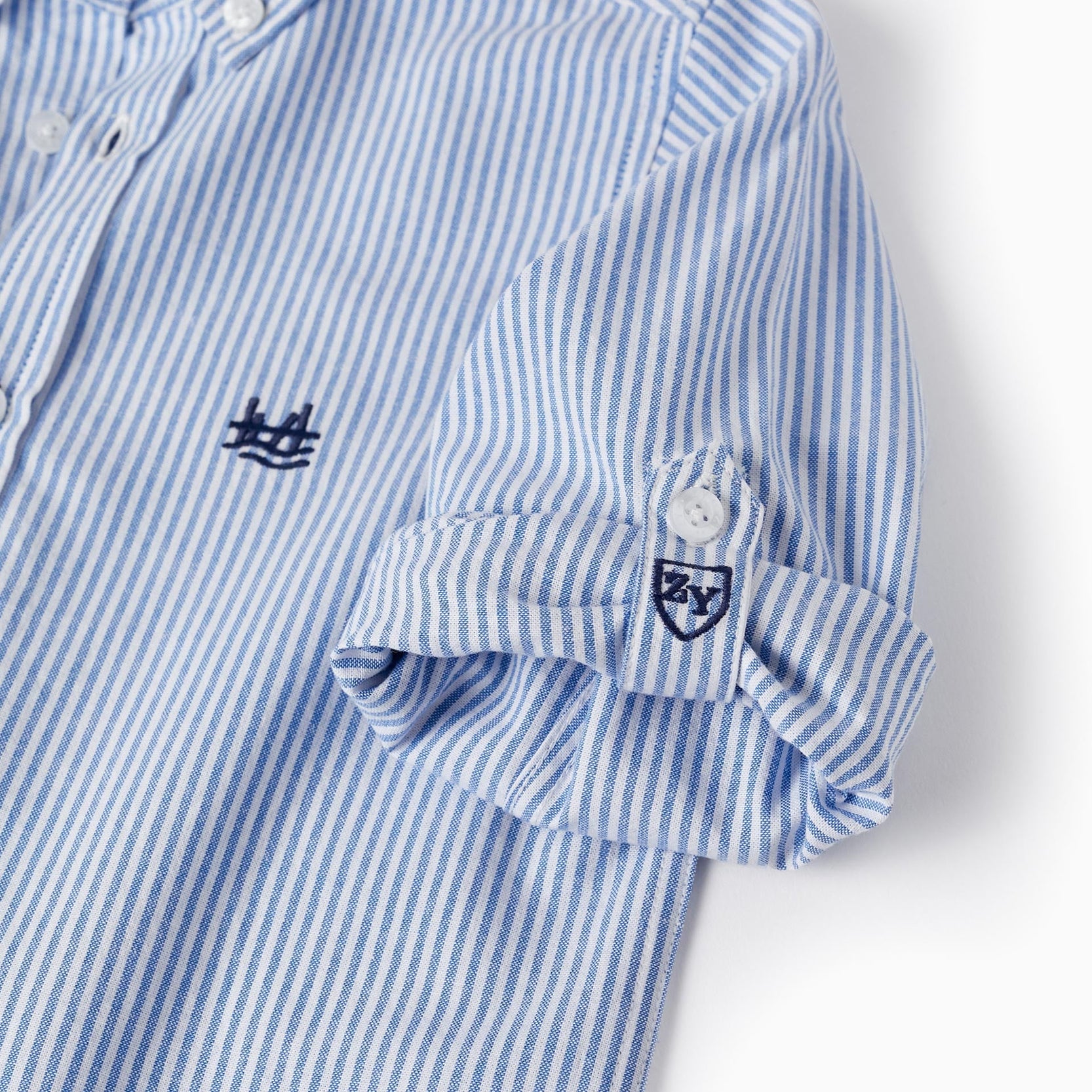Striped Shirt in Cotton for Boys, White/Blue