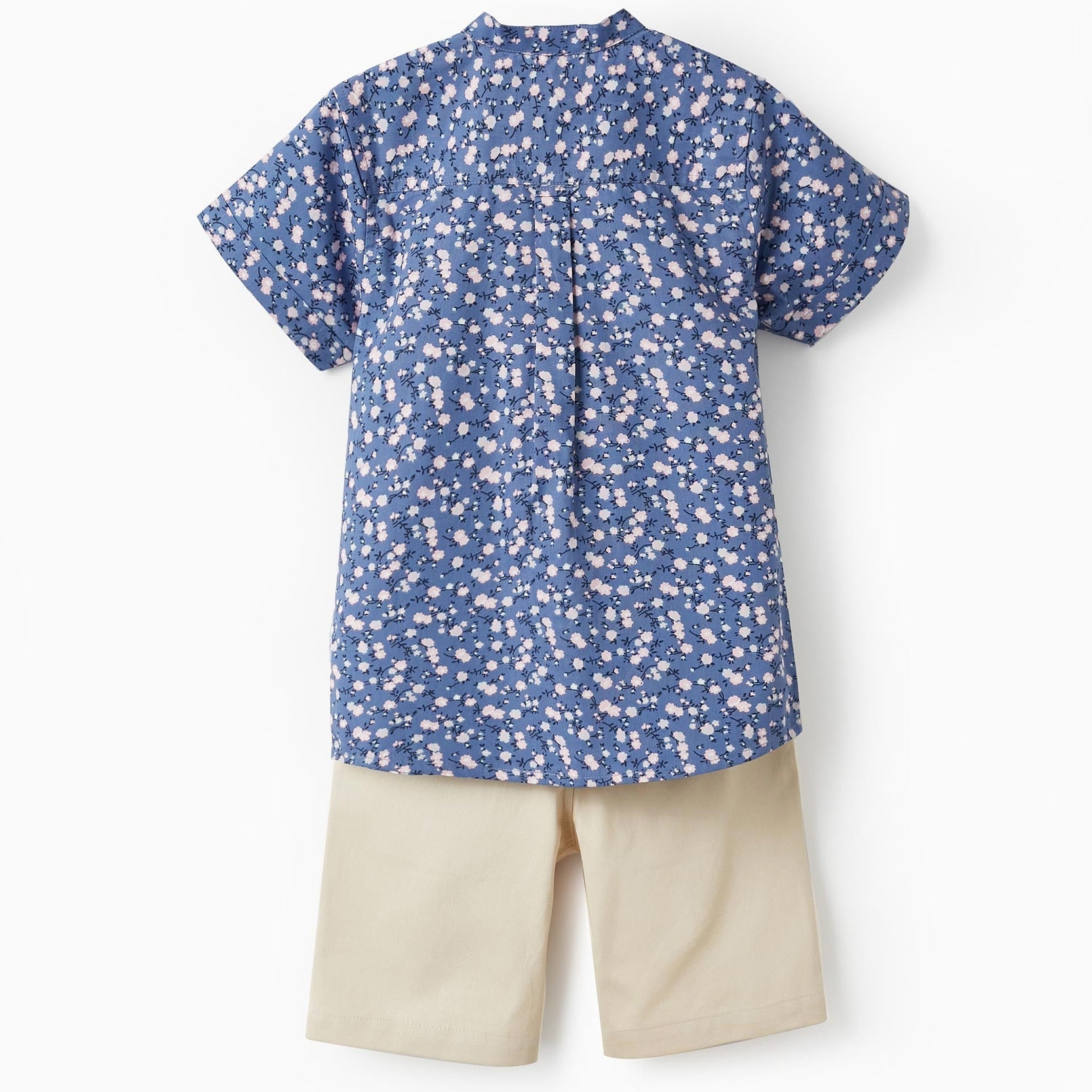 Short Sleeve Shirt + Midi Shorts for Boys, Lilac/Beige