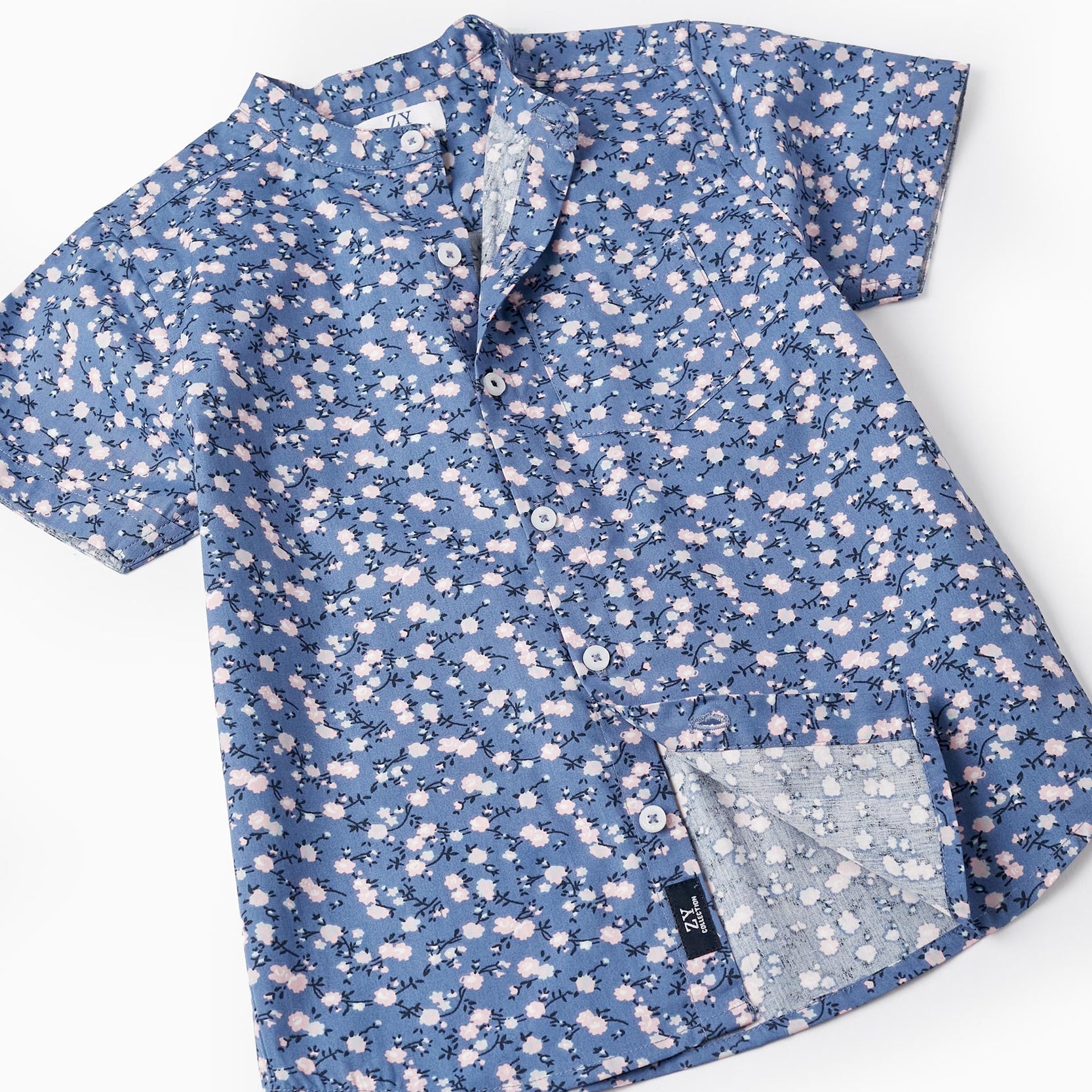 Short Sleeve Shirt + Midi Shorts for Boys, Lilac/Beige