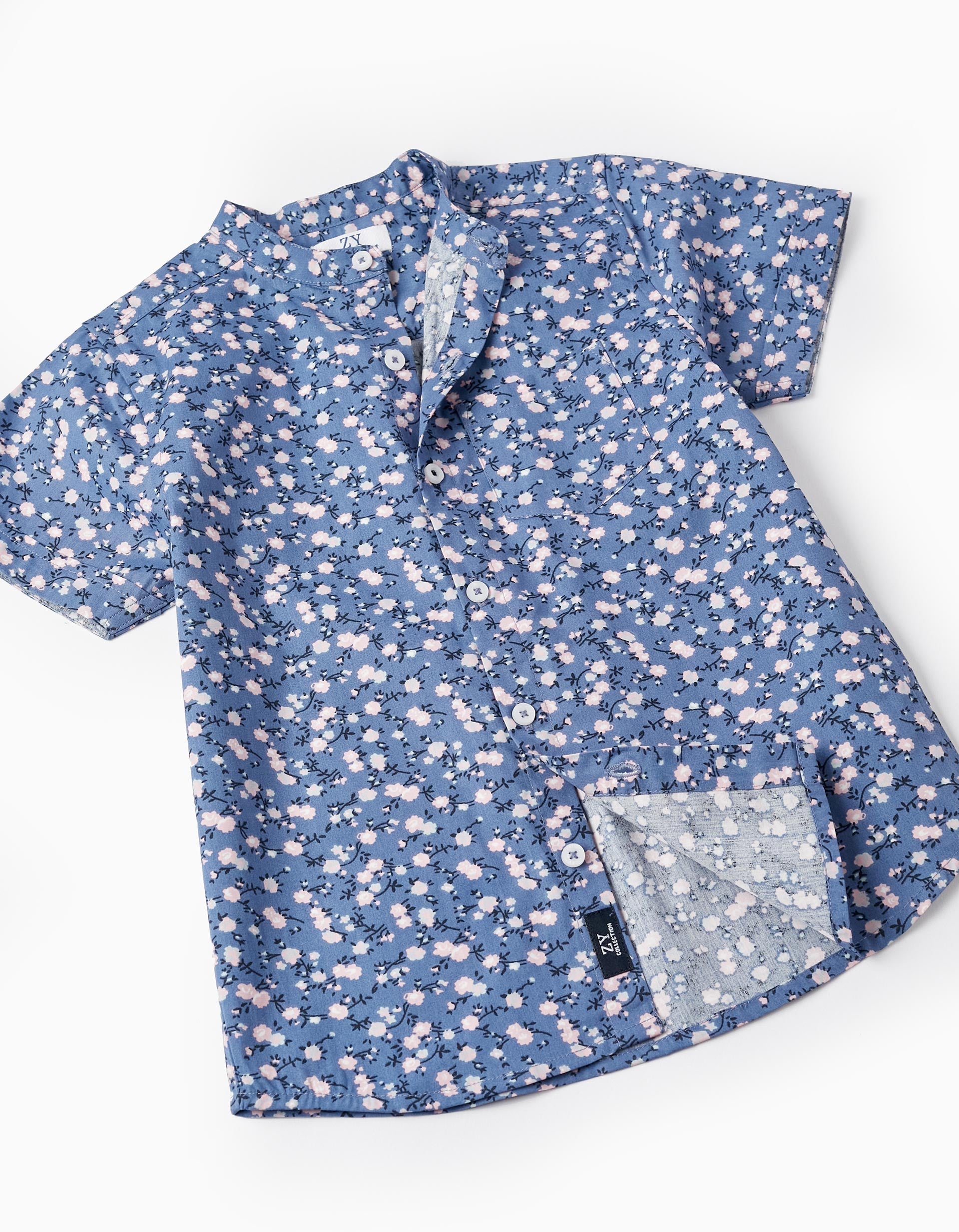 Short Sleeve Shirt + Midi Shorts for Boys, Lilac/Beige