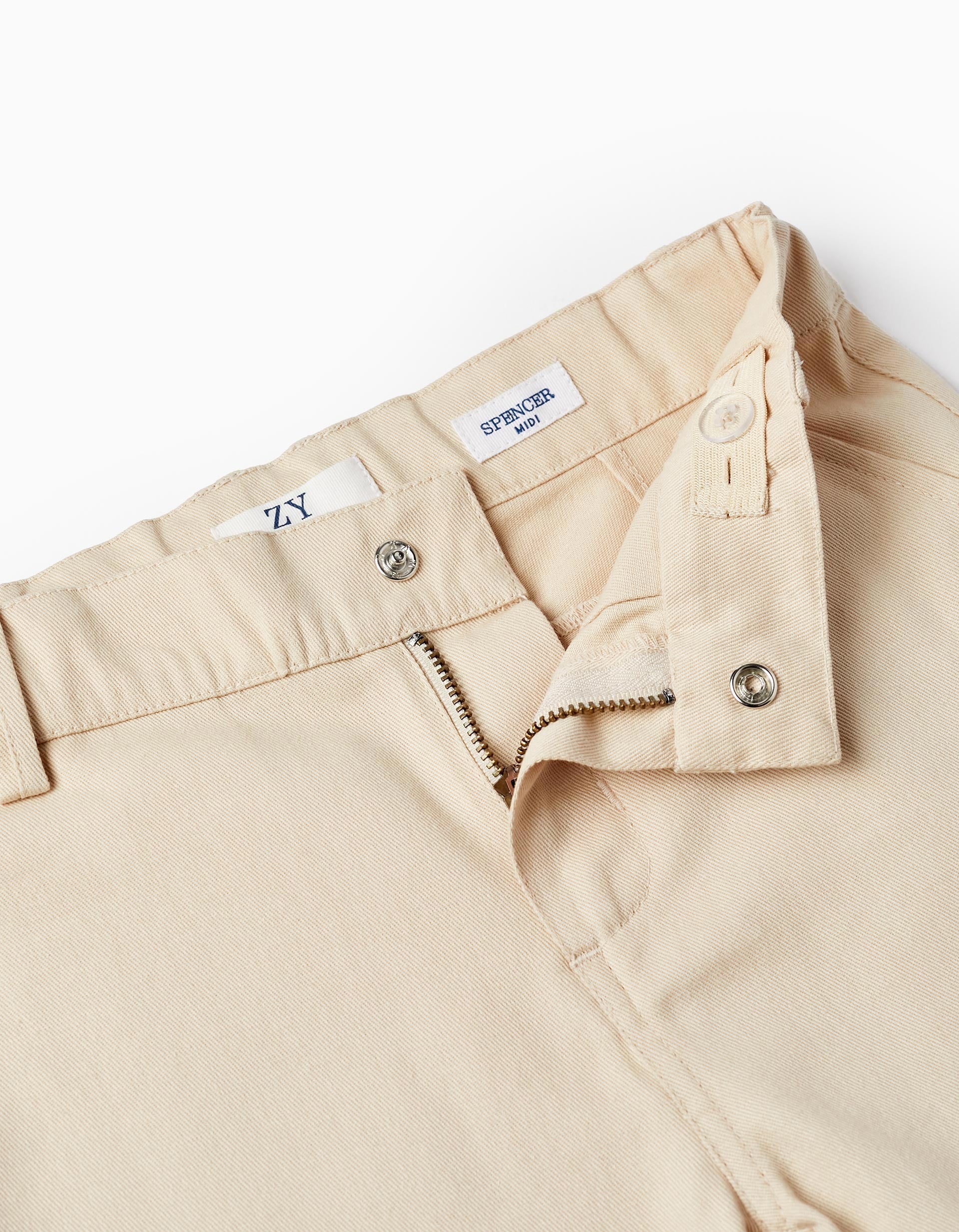 Short Sleeve Shirt + Midi Shorts for Boys, Lilac/Beige