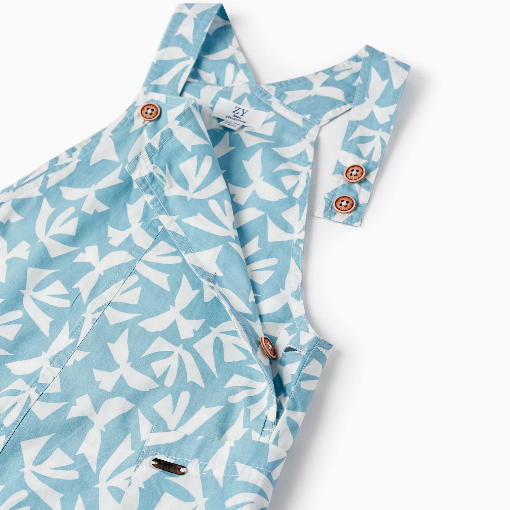 Cotton Dungarees for Baby Boys, Light Blue/White