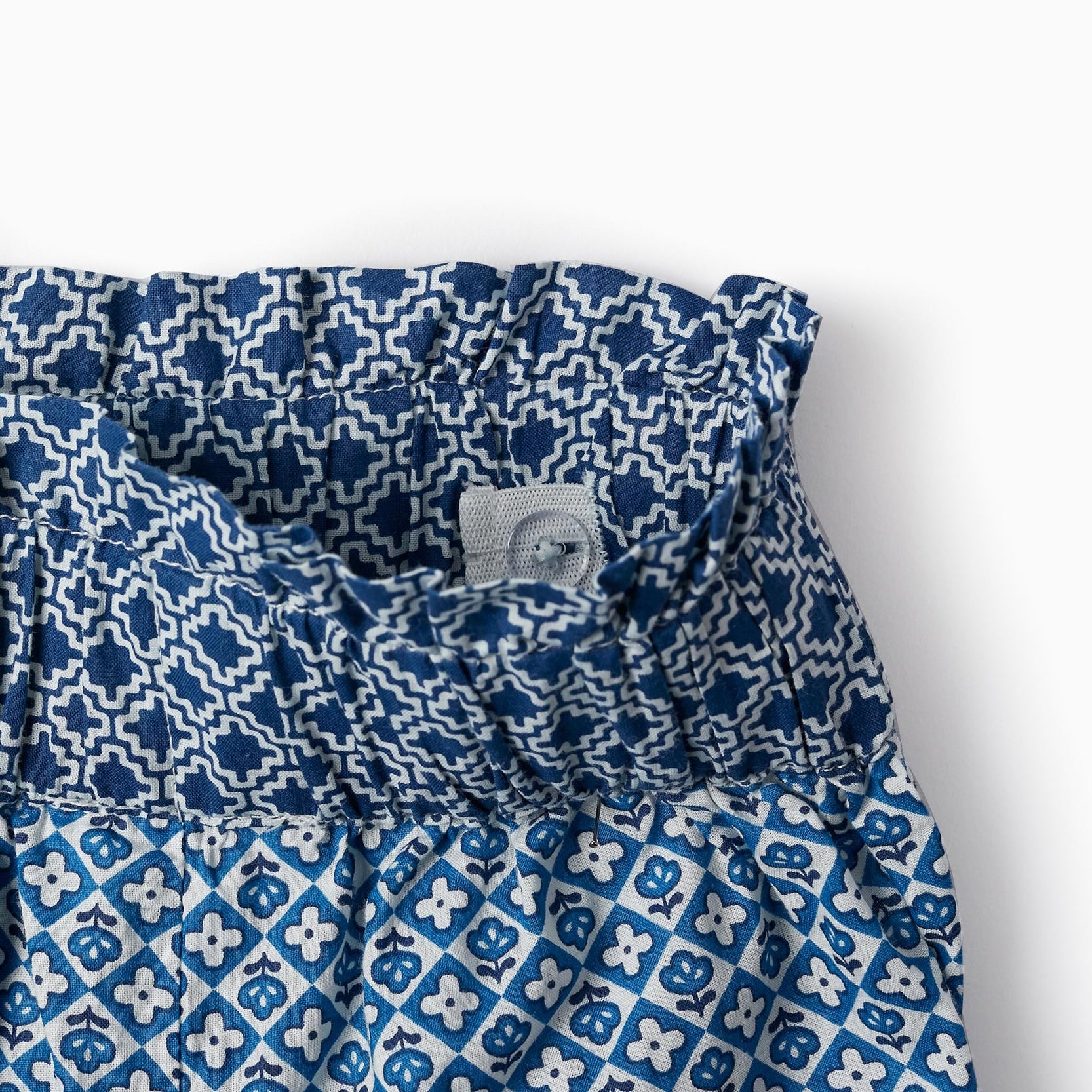 High-Waisted Trousers with Pattern for Girls 'Wide Leg', Blue/White