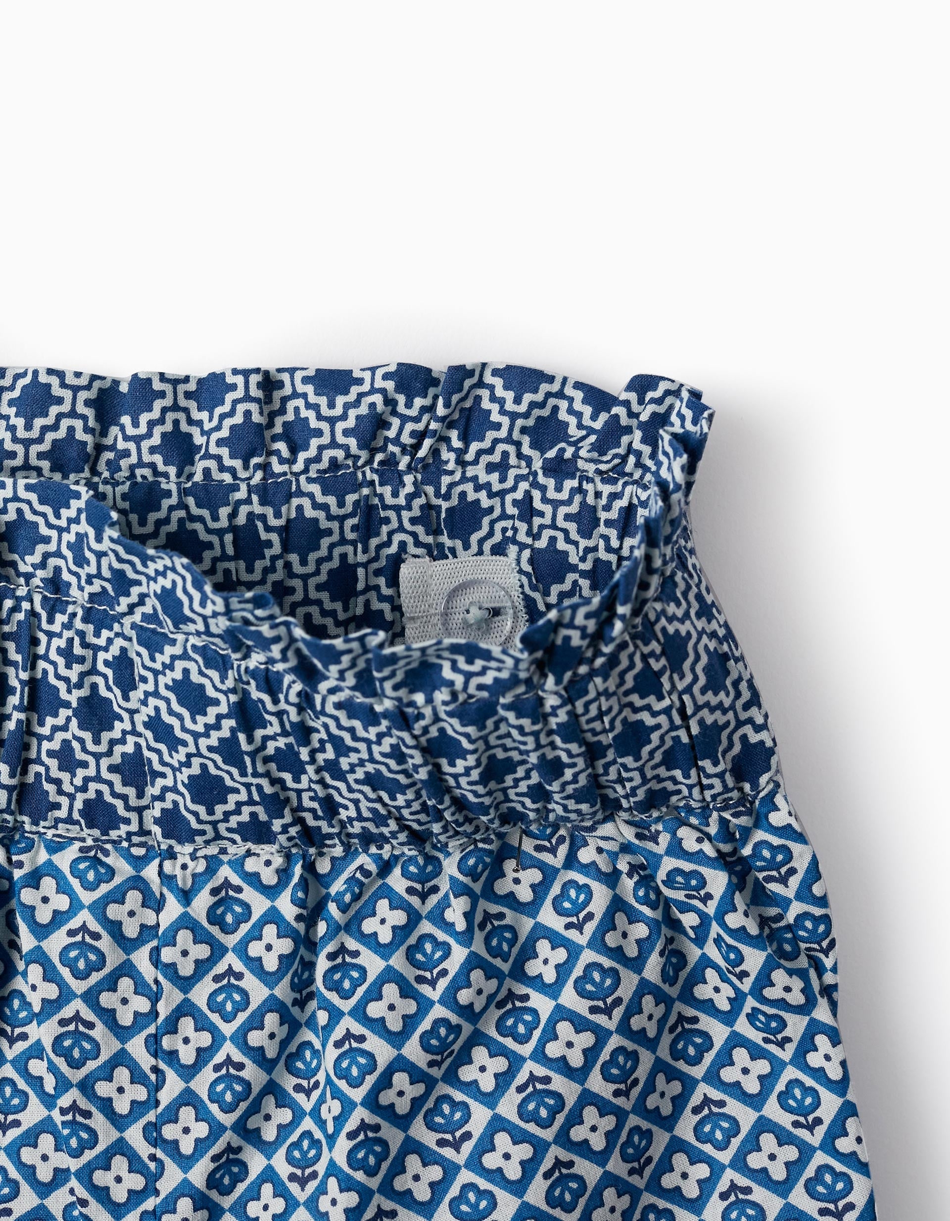 High-Waisted Trousers with Pattern for Girls 'Wide Leg', Blue/White