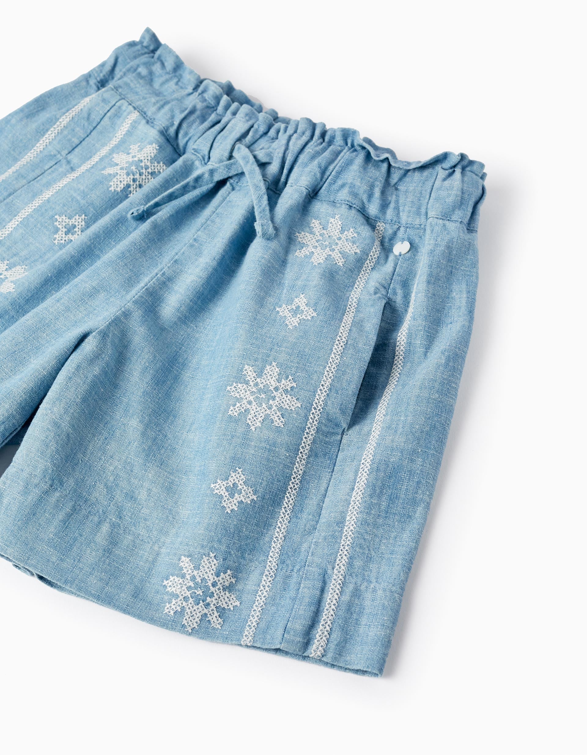 Cotton Denim Shorts for Girls, Blue