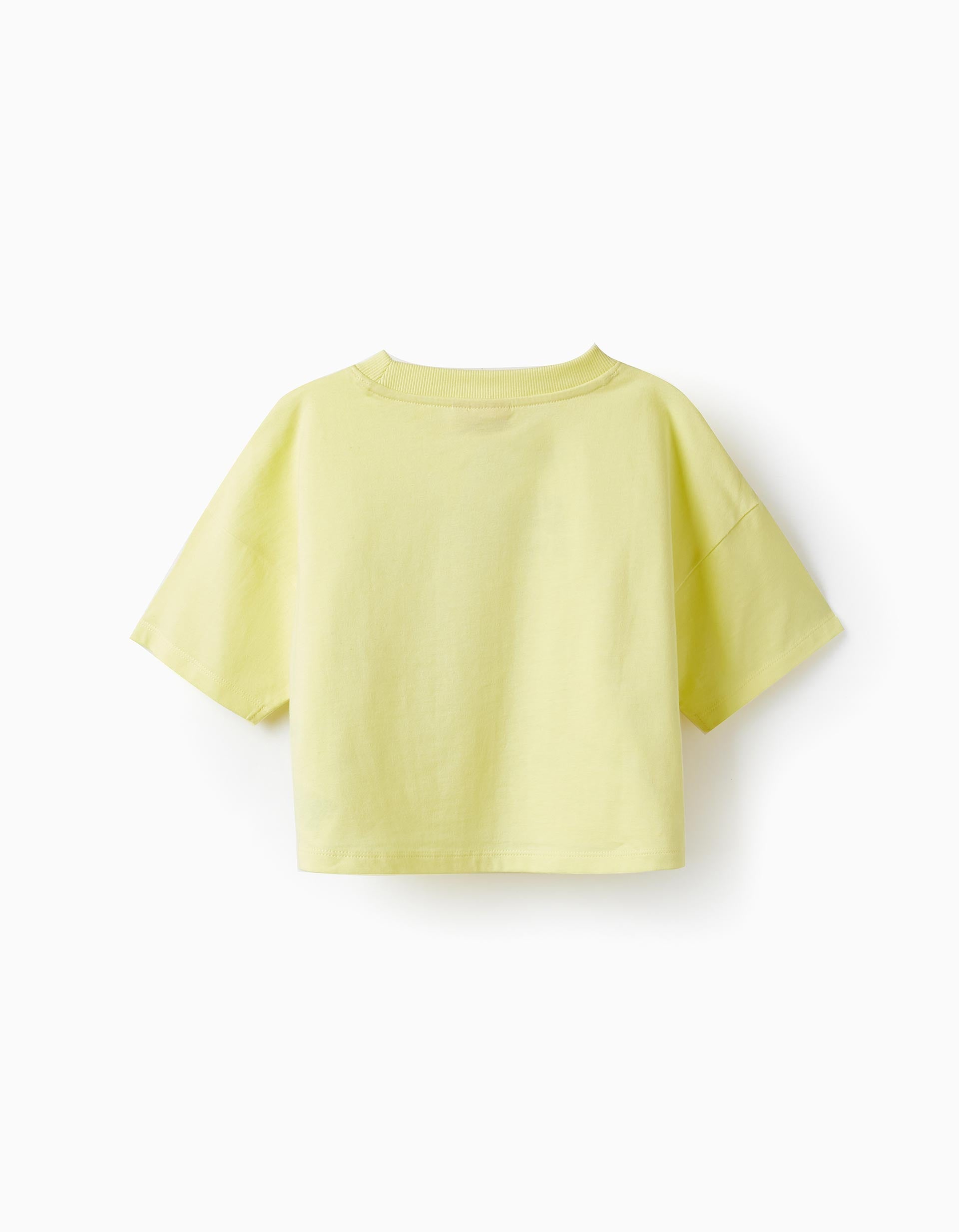 Short Sleeve Cotton T-Shirt for Girls 'Snoopy & Woodstock', Yellow