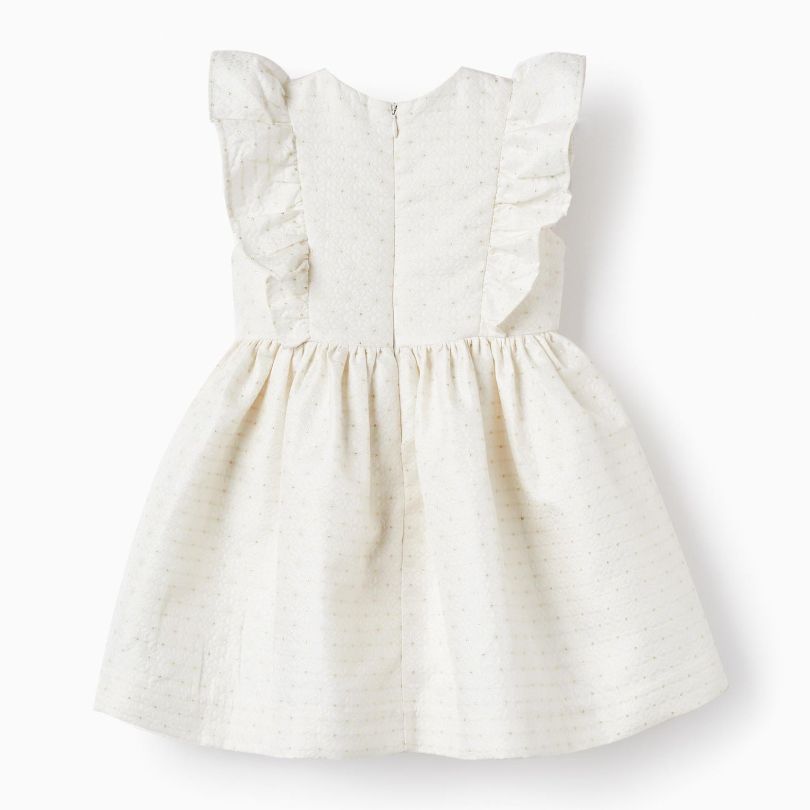 Dress with Ruffles for Baby Girls, White/Gold