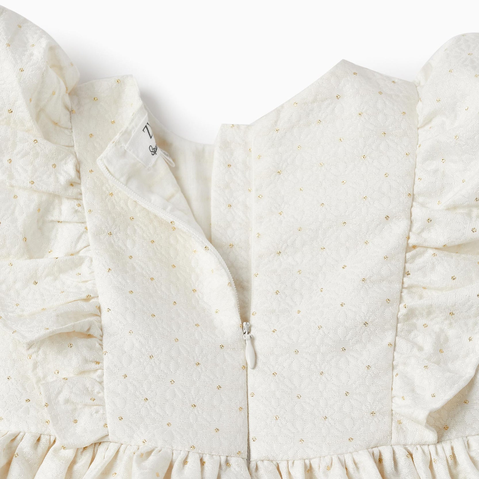 Dress with Ruffles for Baby Girls, White/Gold