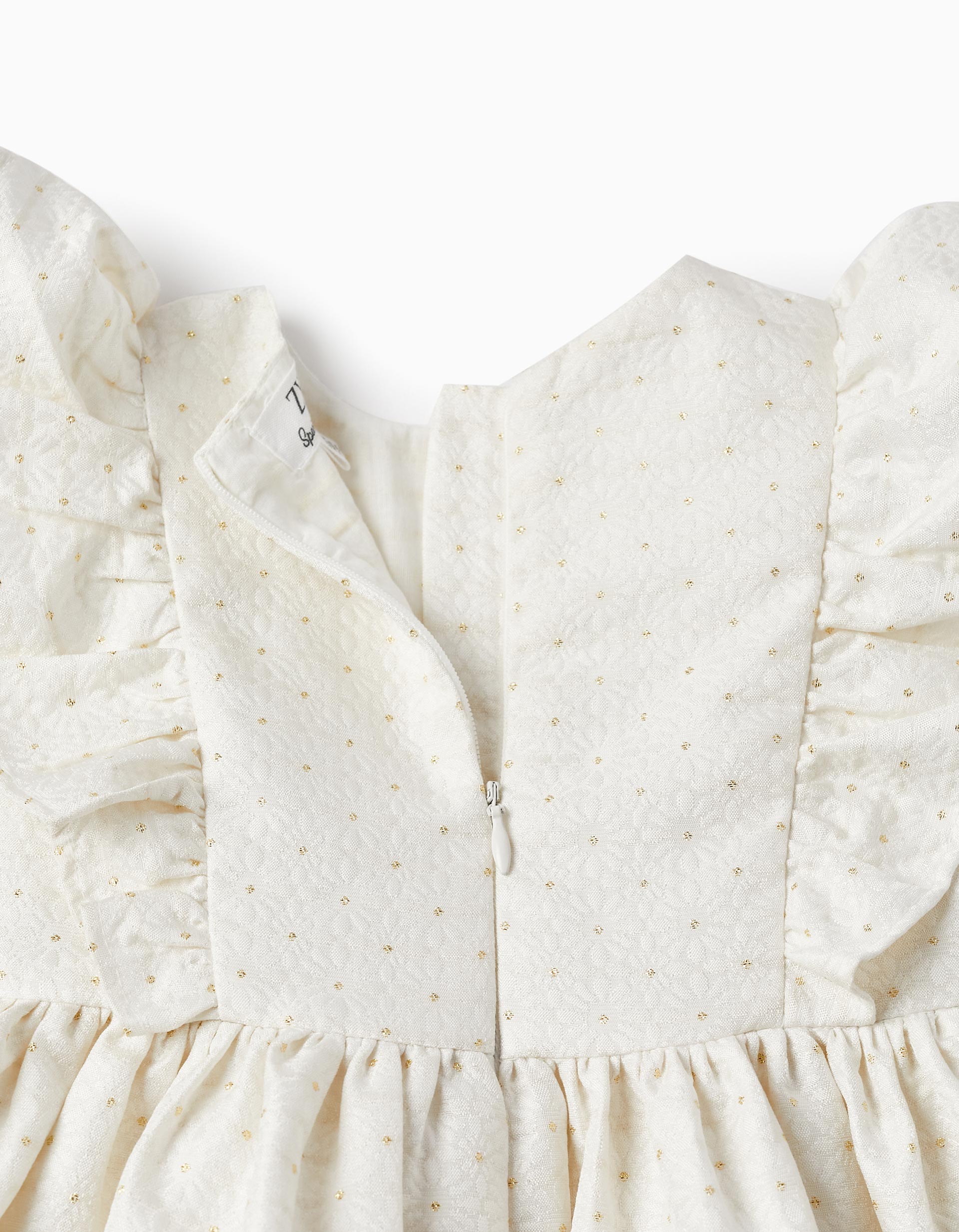 Dress with Ruffles for Baby Girls, White/Gold
