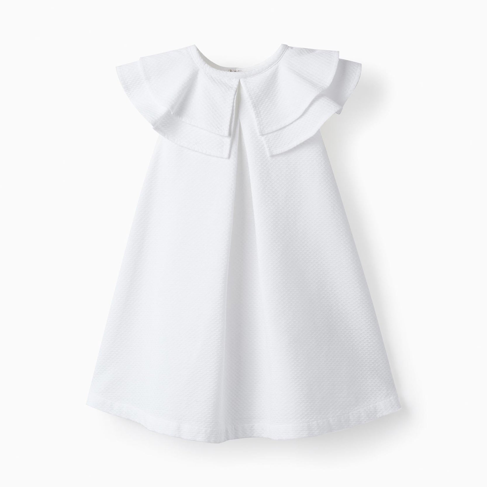 Cotton Dress with Ruffles for Baby Girls, White