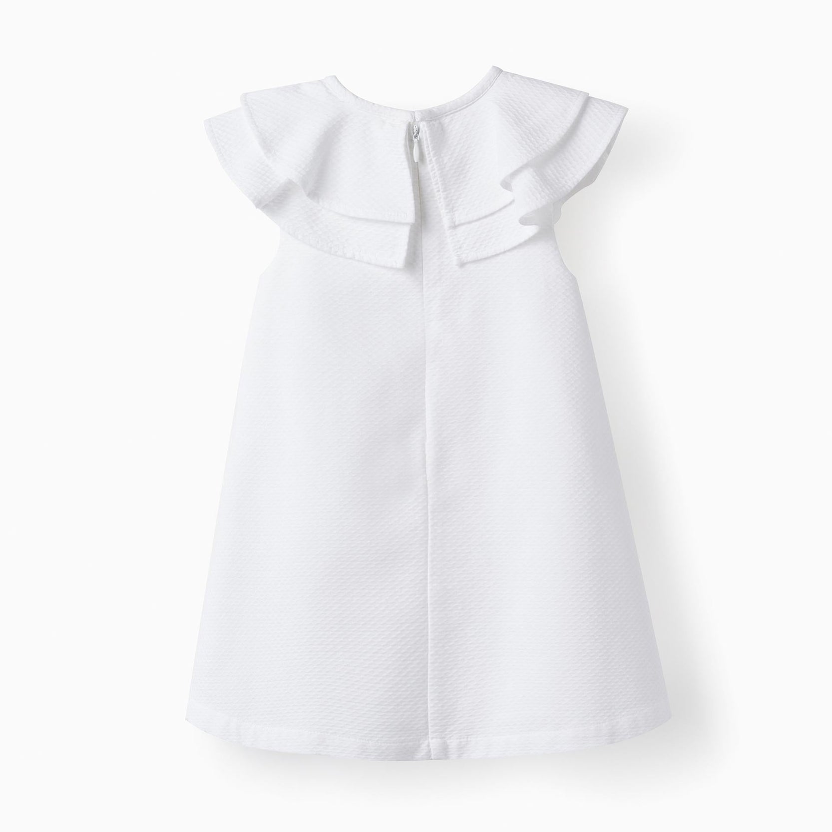 Cotton Dress with Ruffles for Baby Girls, White