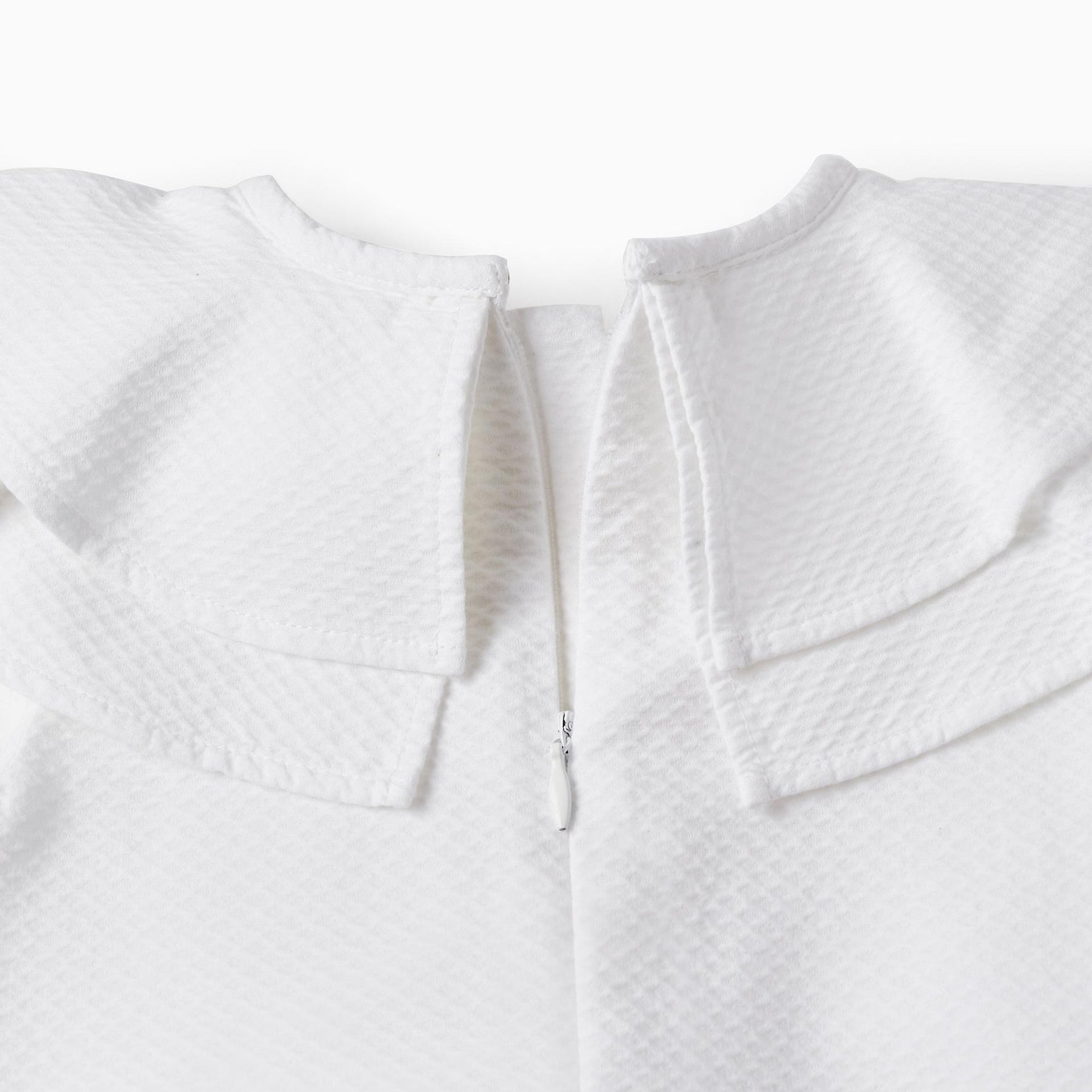 Cotton Dress with Ruffles for Baby Girls, White