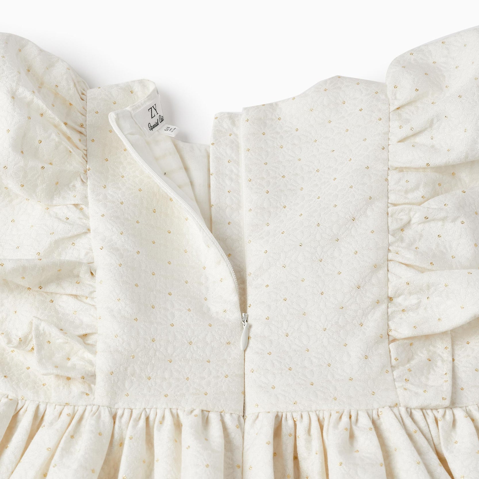 Dress with Ruffles for Girls, White/Gold