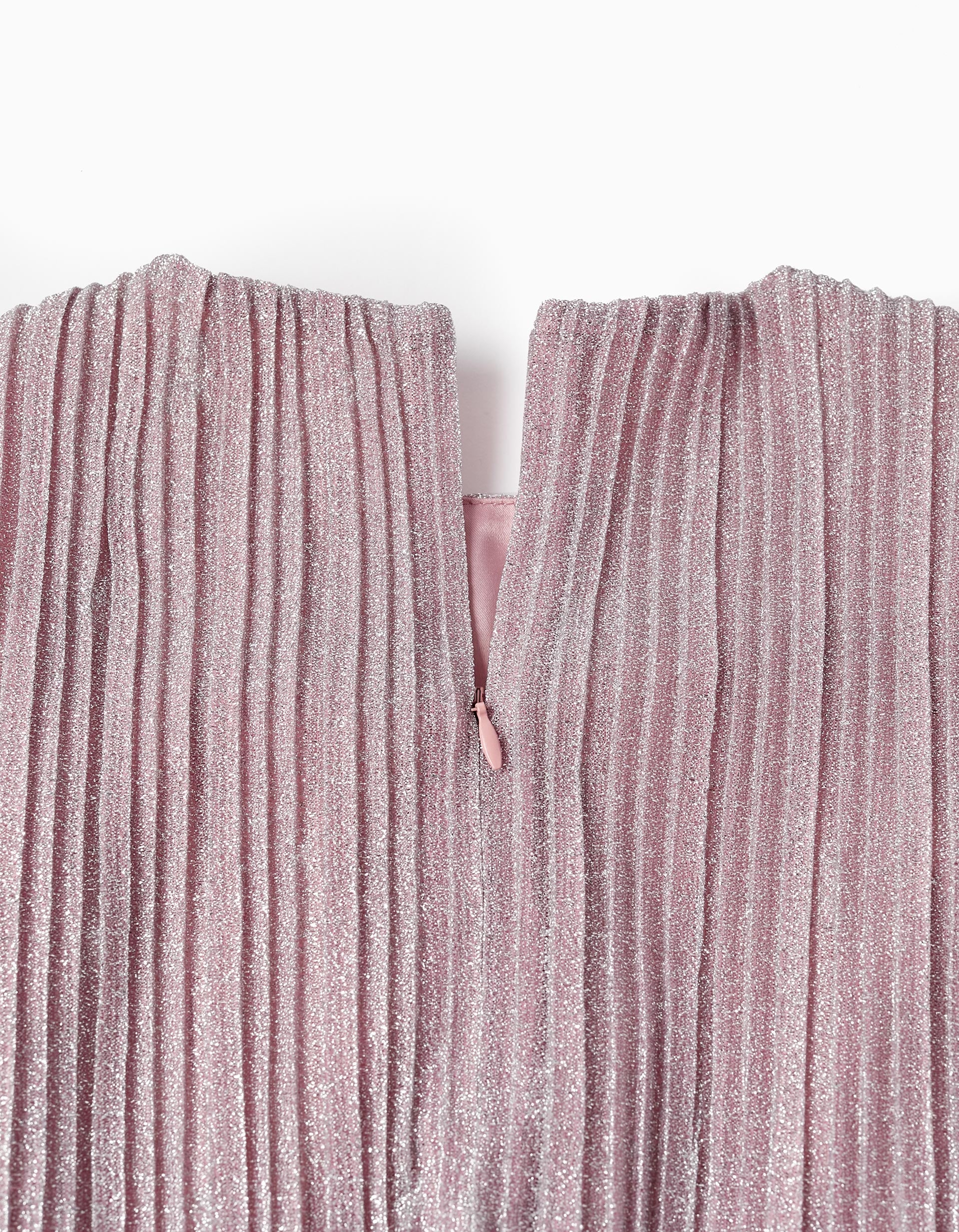 Pleated and Lurex Jumpsuit for Girls, Lilac/Silver